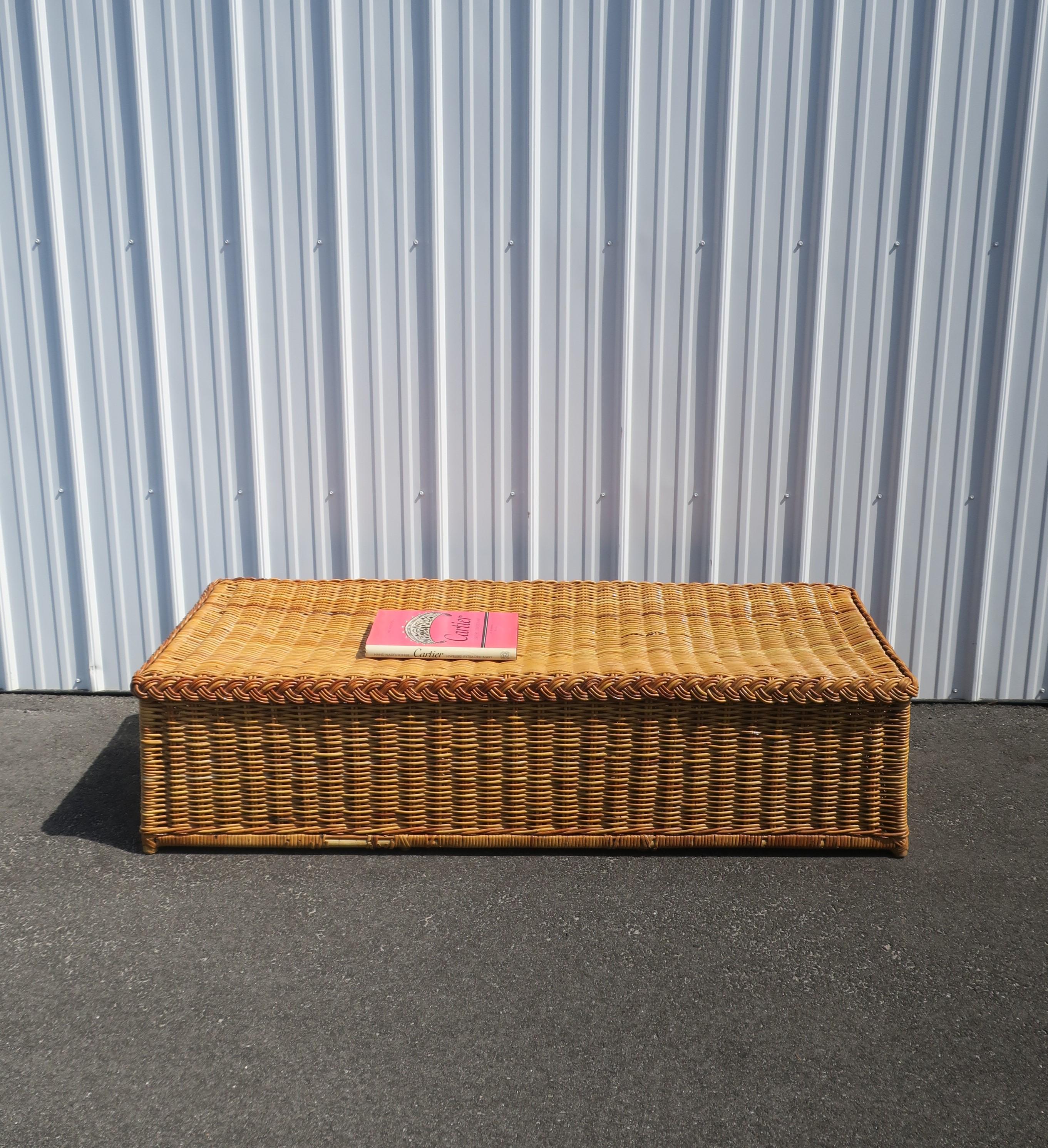 20th Century Wicker Bench or Ottoman For Sale