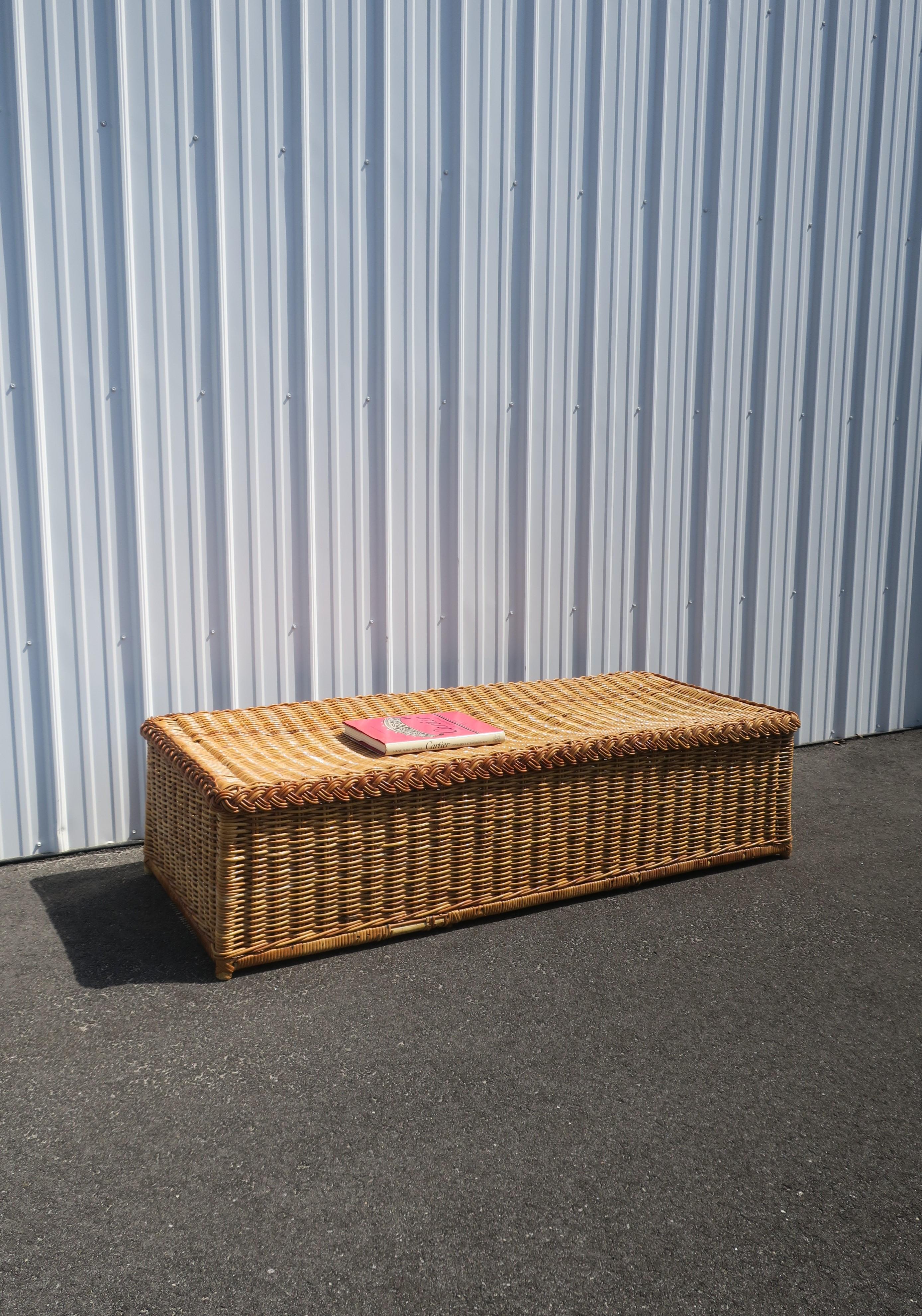 Wicker Bench or Ottoman For Sale 2