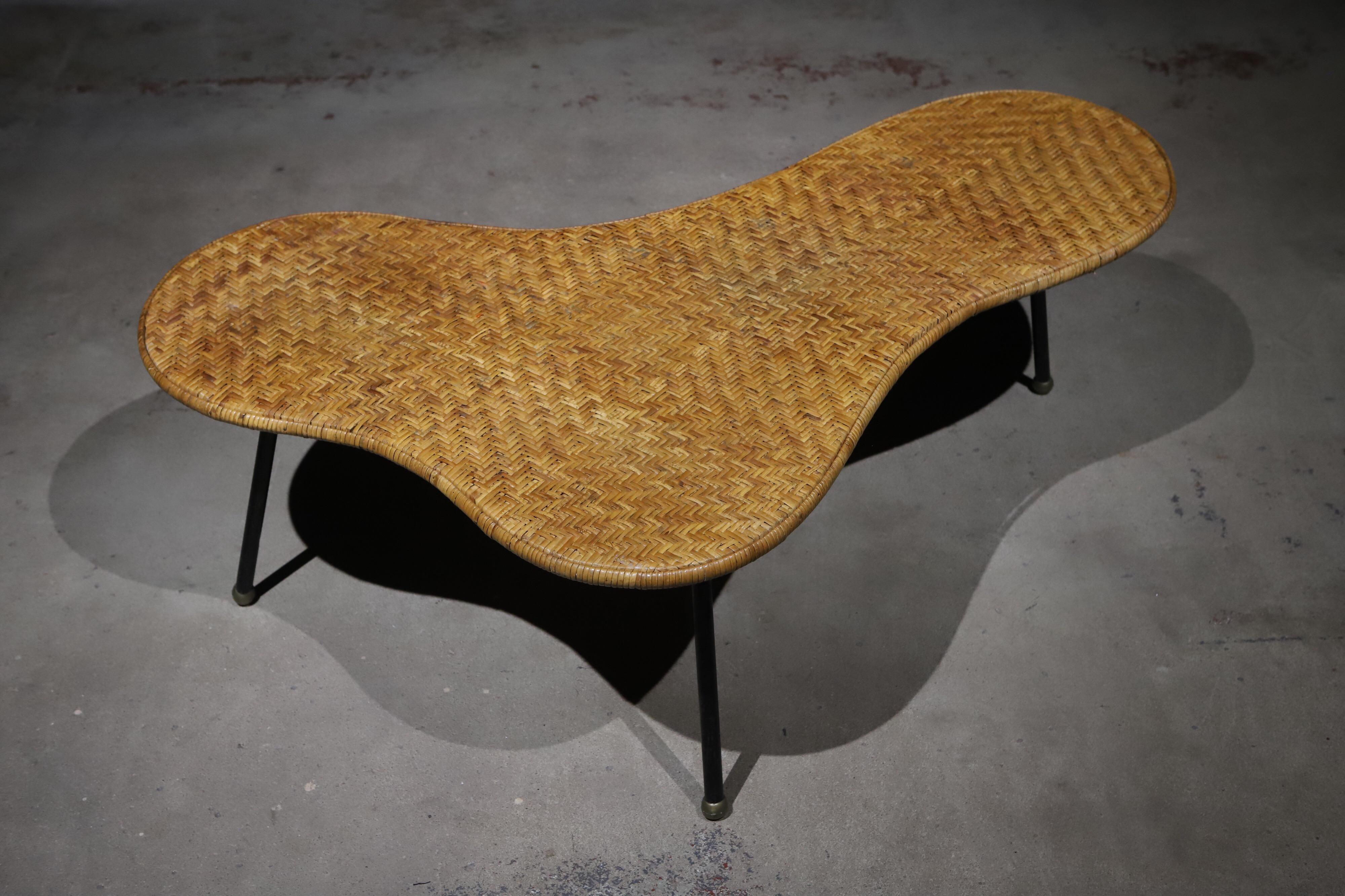 Mid-Century Modern Wicker Biomorphic Cocktail Table