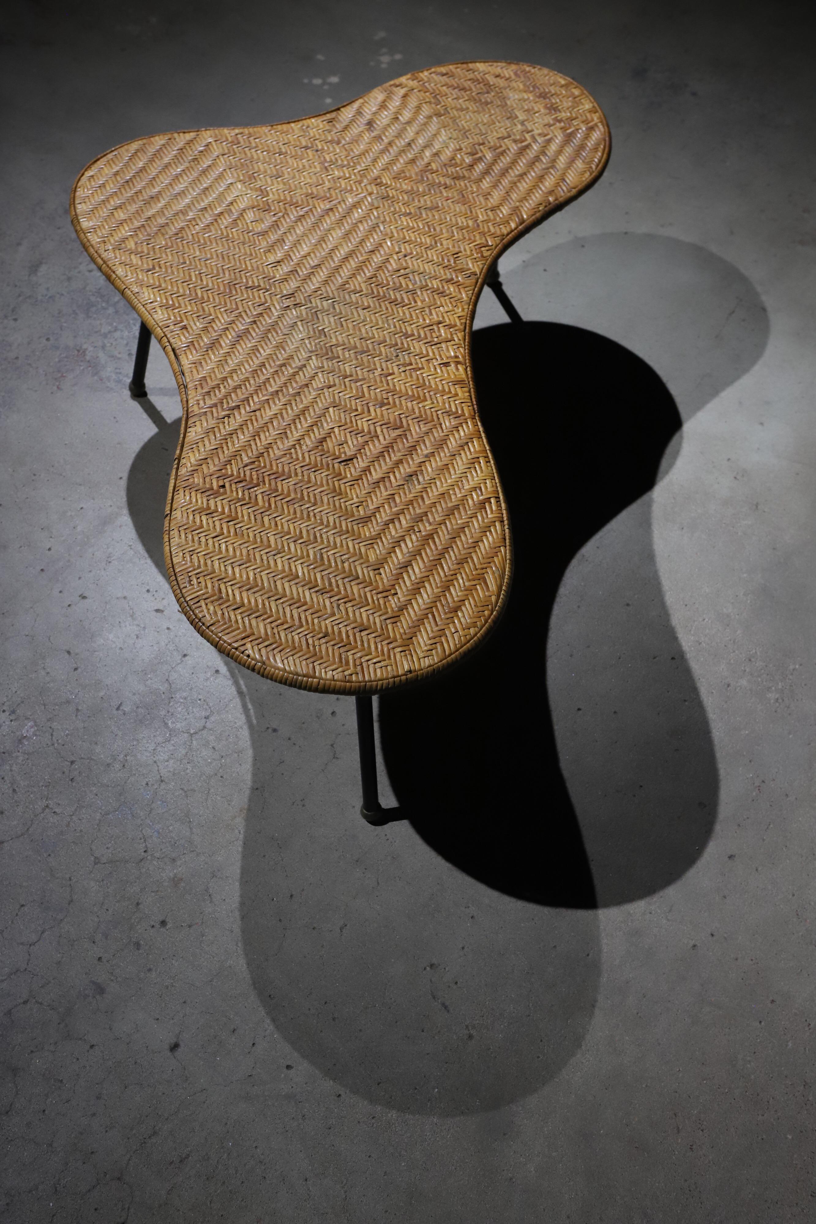 Mid-20th Century Wicker Biomorphic Cocktail Table