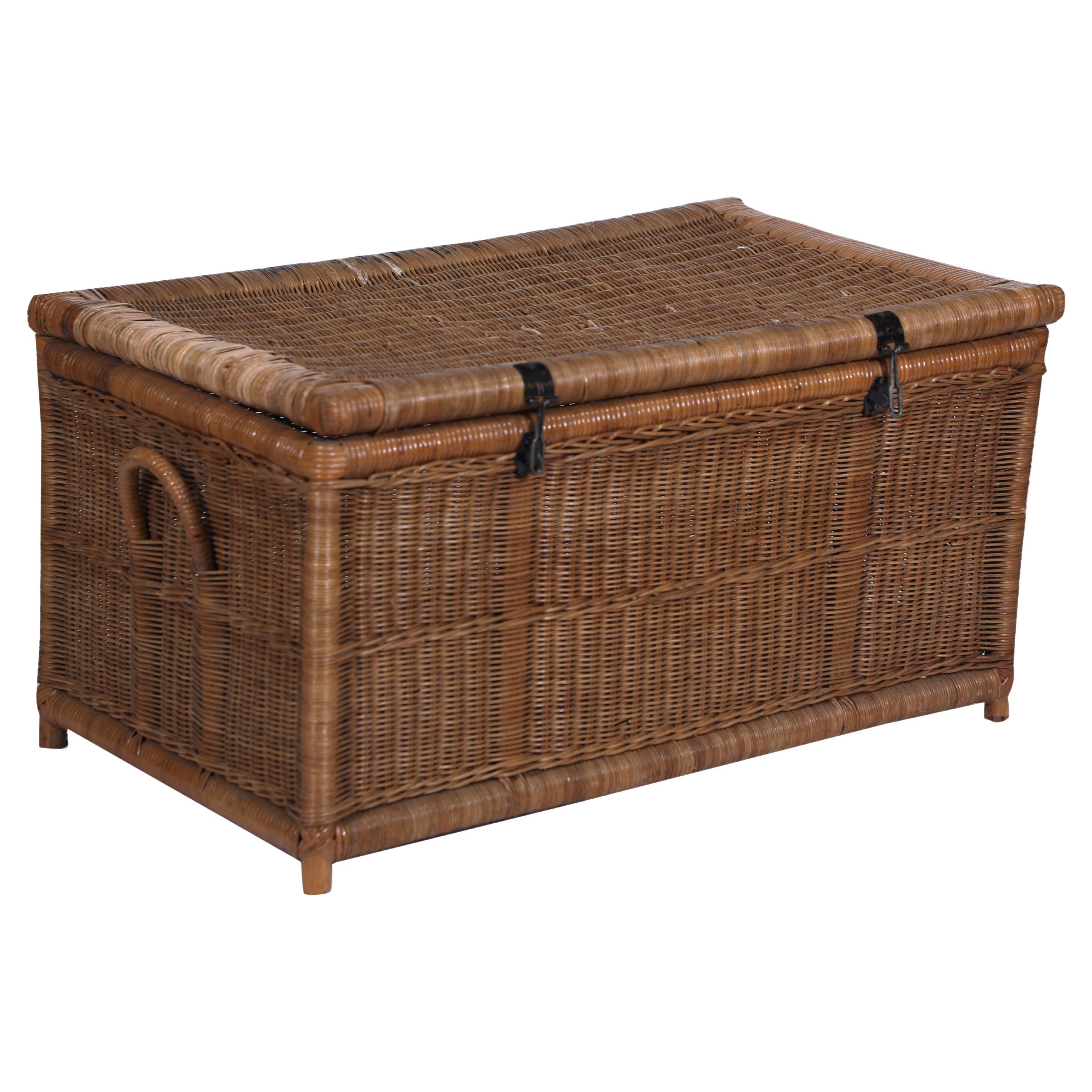 Wicker Blanket Chest or Storage Trunk with Iron Hardware