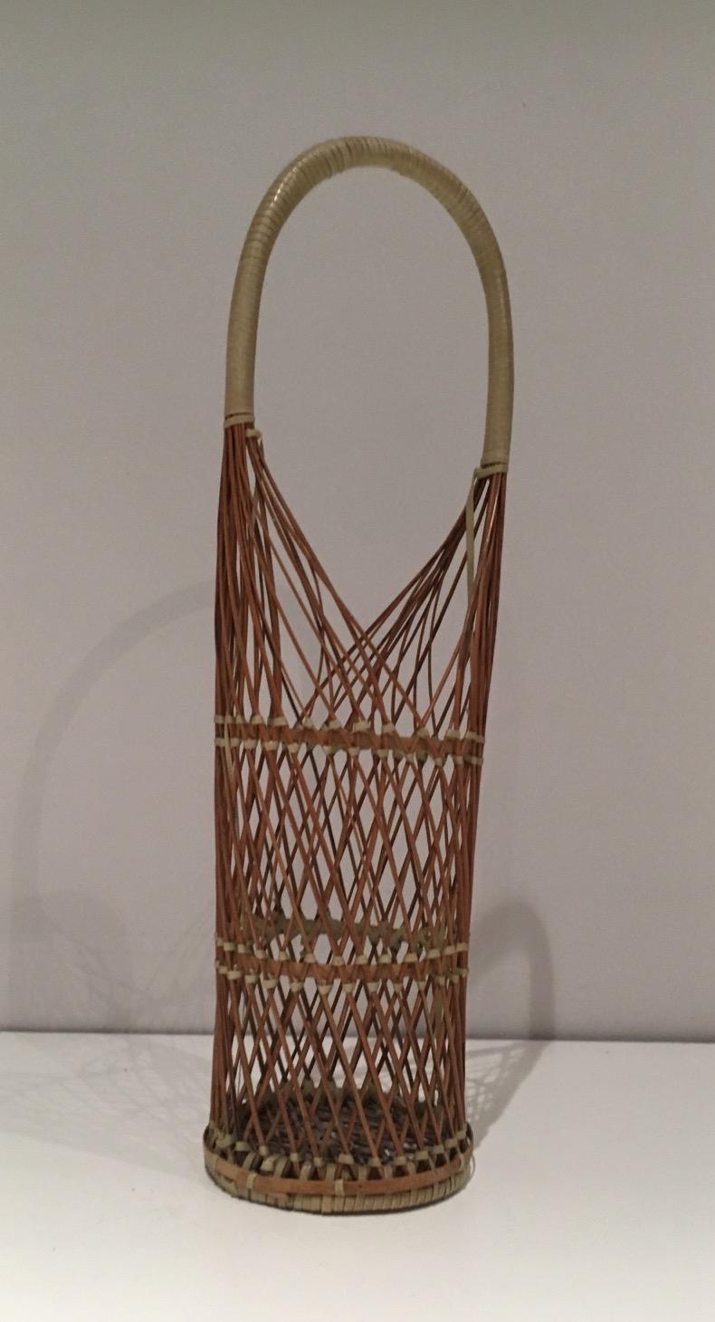 Late 20th Century Wicker Bottles Holder, French Work, Circa 1970