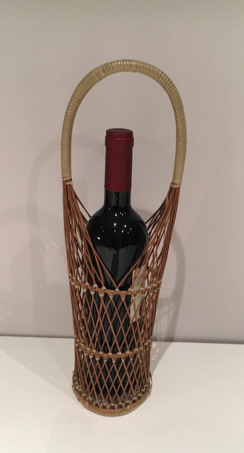 Wicker Bottles Holder, French Work, Circa 1970 3