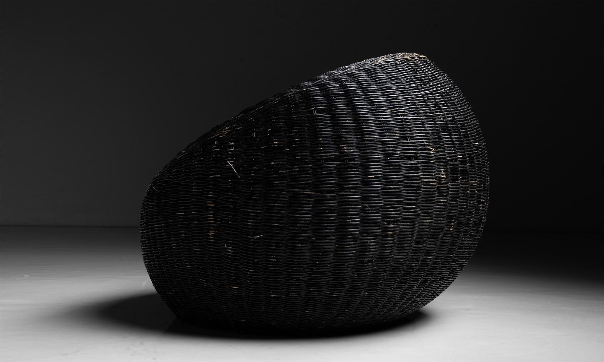 English Wicker Bucket Chair, England, circa 1950