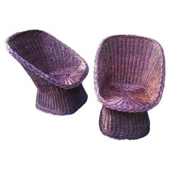 Wicker Bucket Chairs Retro Rattan Egg Chairs