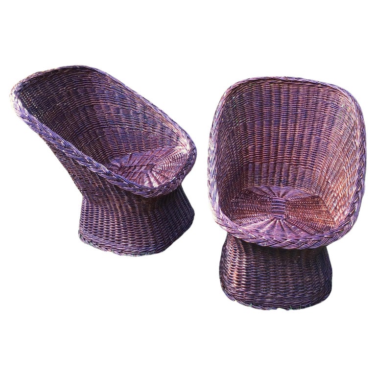 Wicker Bucket Chairs Retro Rattan Egg Chairs For Sale