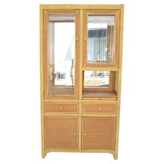 Vintage Wicker by Henry Link Cupboard, China Cabinet, Display Show Case Bohemian 1980