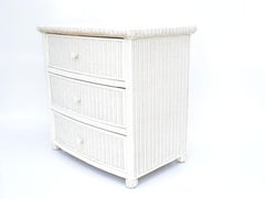 Wicker by Henry Link White Chest of 3 Drawers, Commode, Dresser Bohemian, 1980