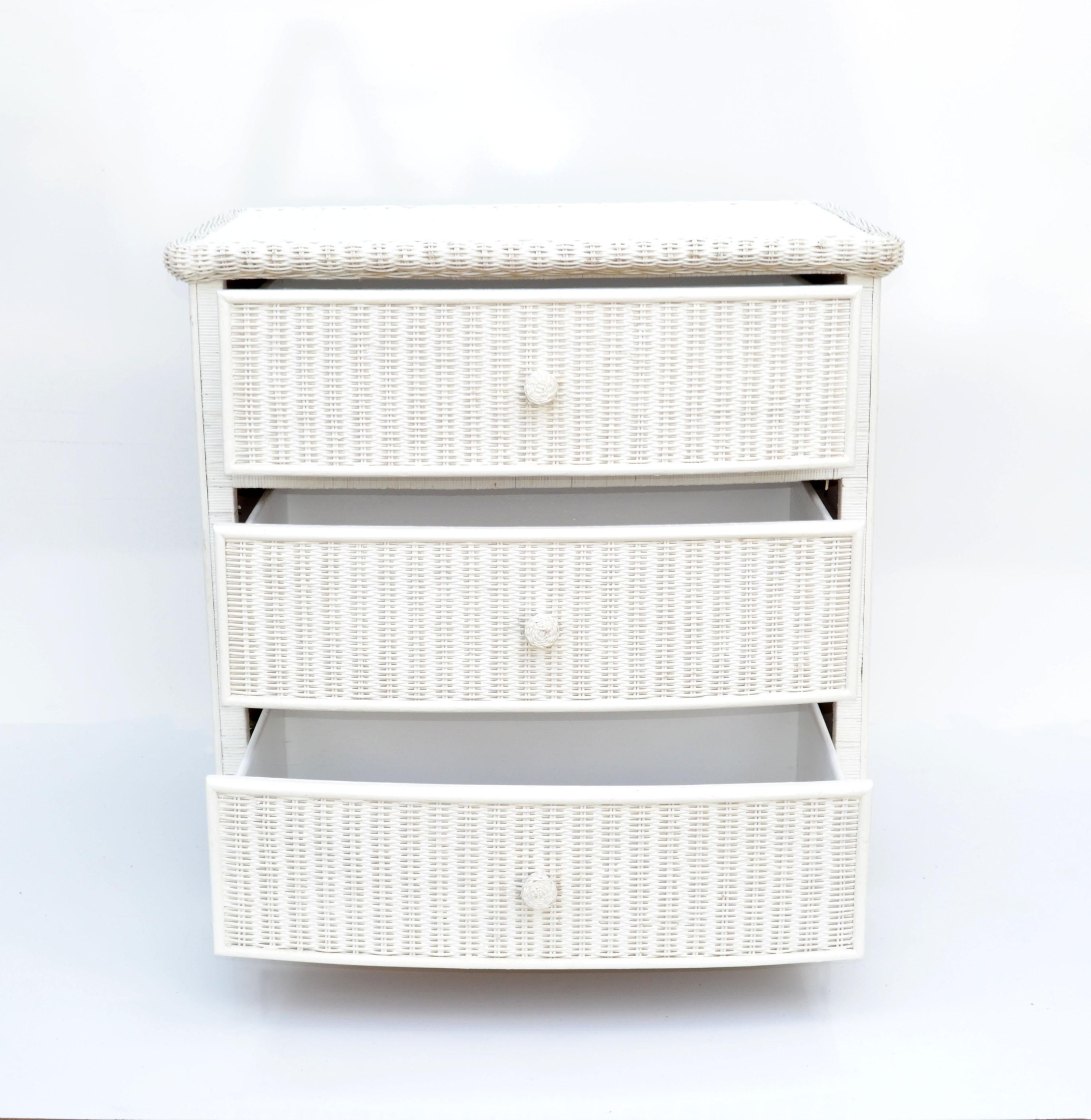 white wicker chest of drawers