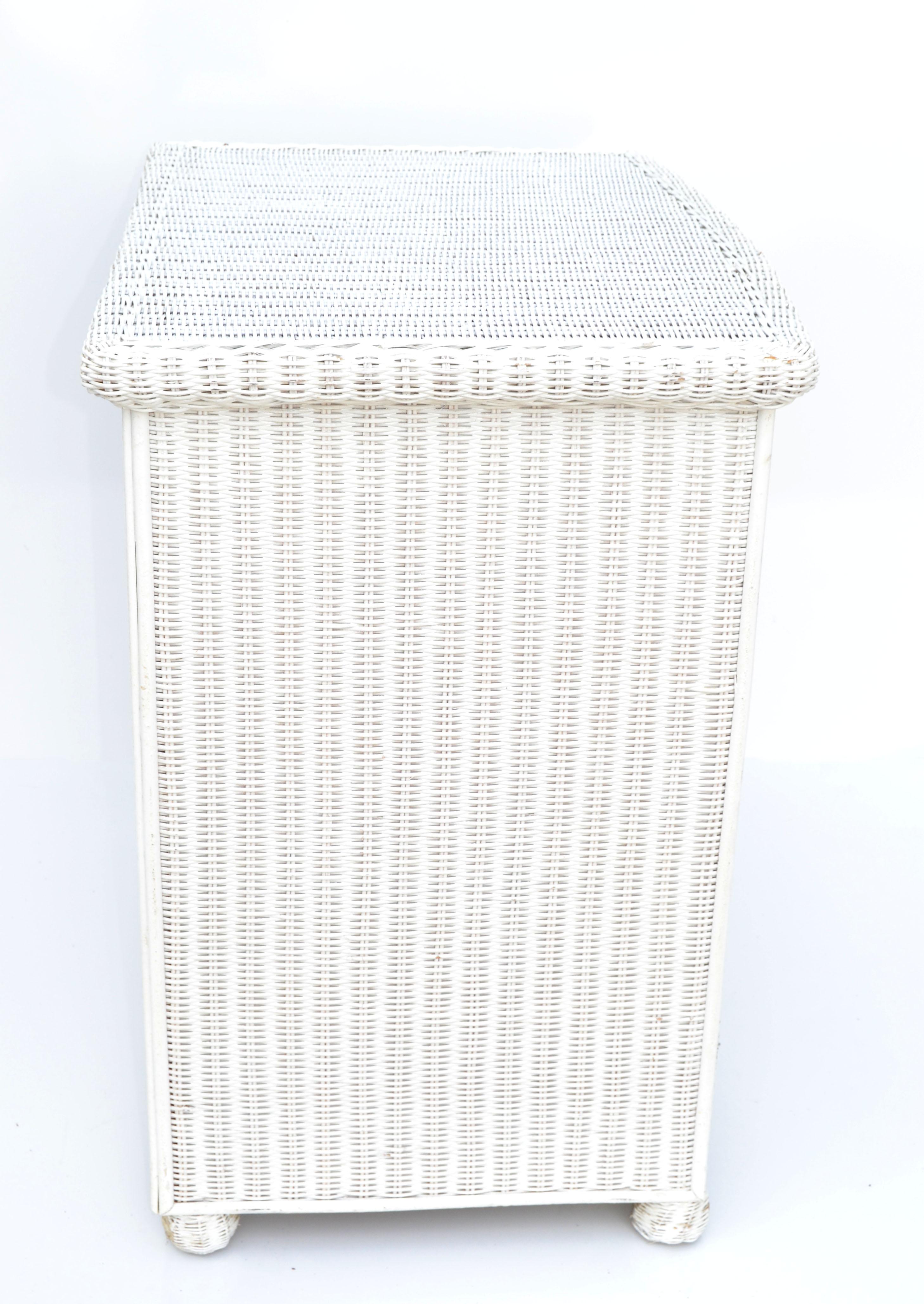 Mid-Century Modern Wicker by Henry Link White Chest of 3 Drawers, Commode, Dresser Bohemian, 1980