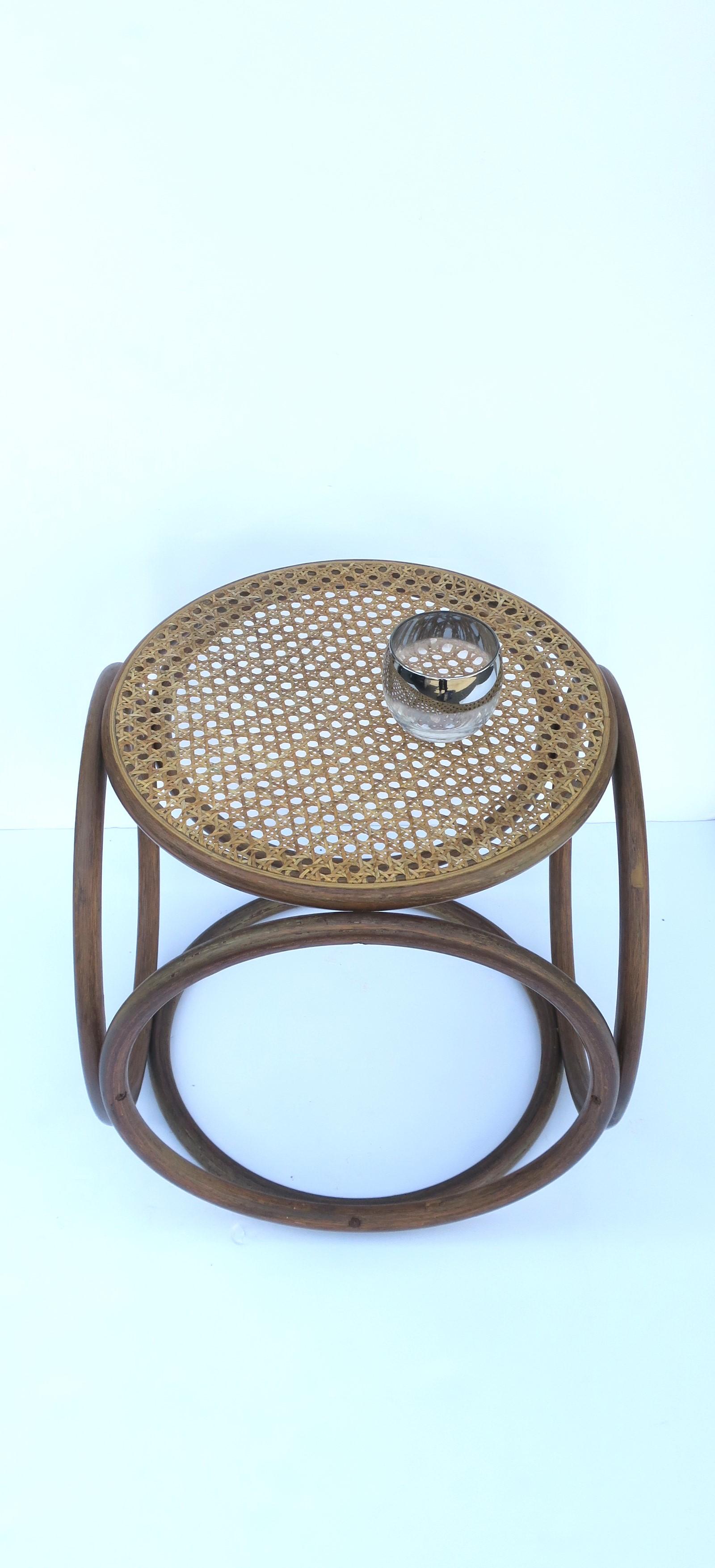 20th Century Wicker Cane and Bentwood Side Drinks Table or Stool in the Style of Thonet For Sale