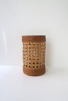 Wicker Cane Hurricane Candle Lamp