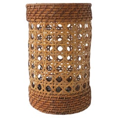 Wicker Cane Hurricane Candle Lamp