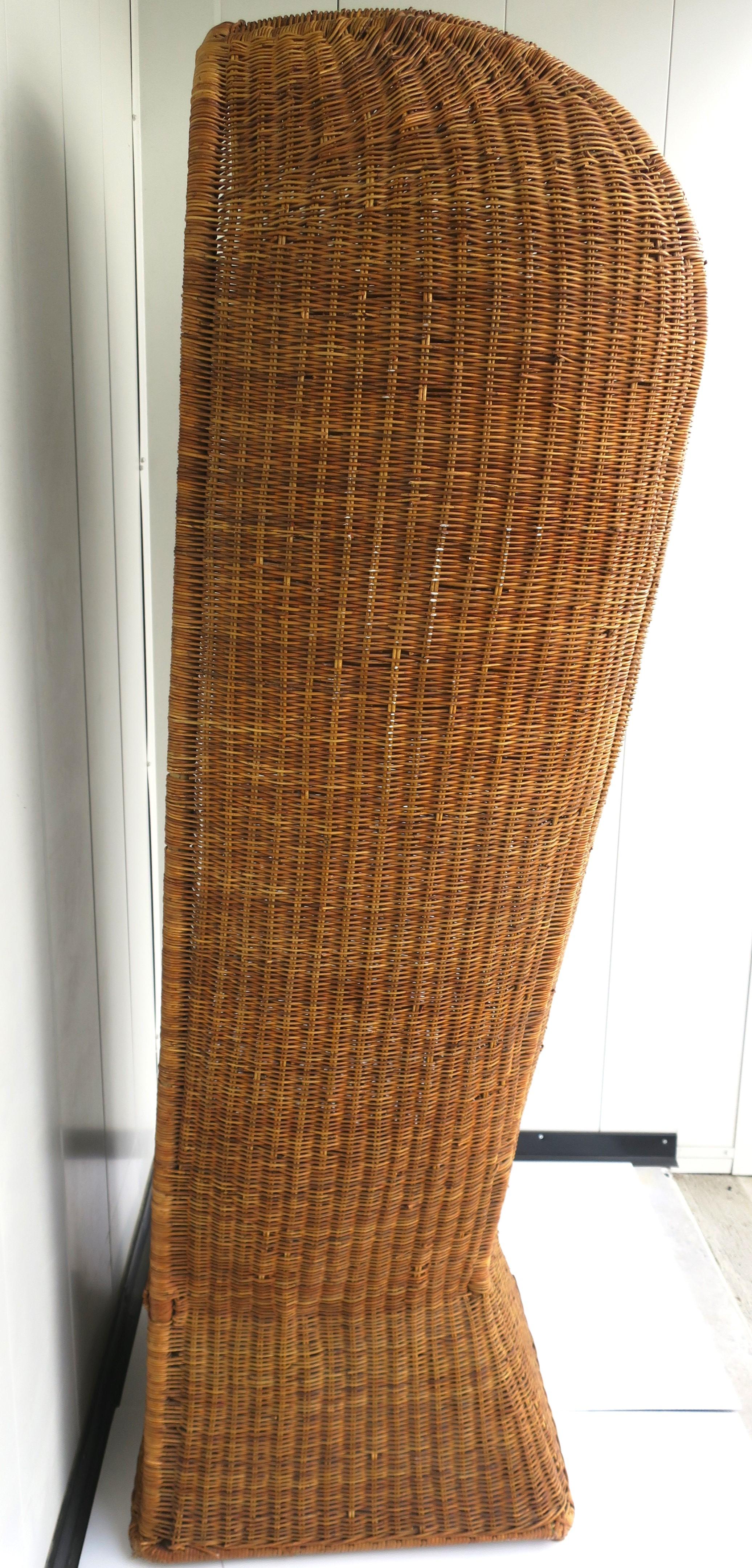 Tall Wicker Canopy Chair Bohemian 1970s For Sale 7