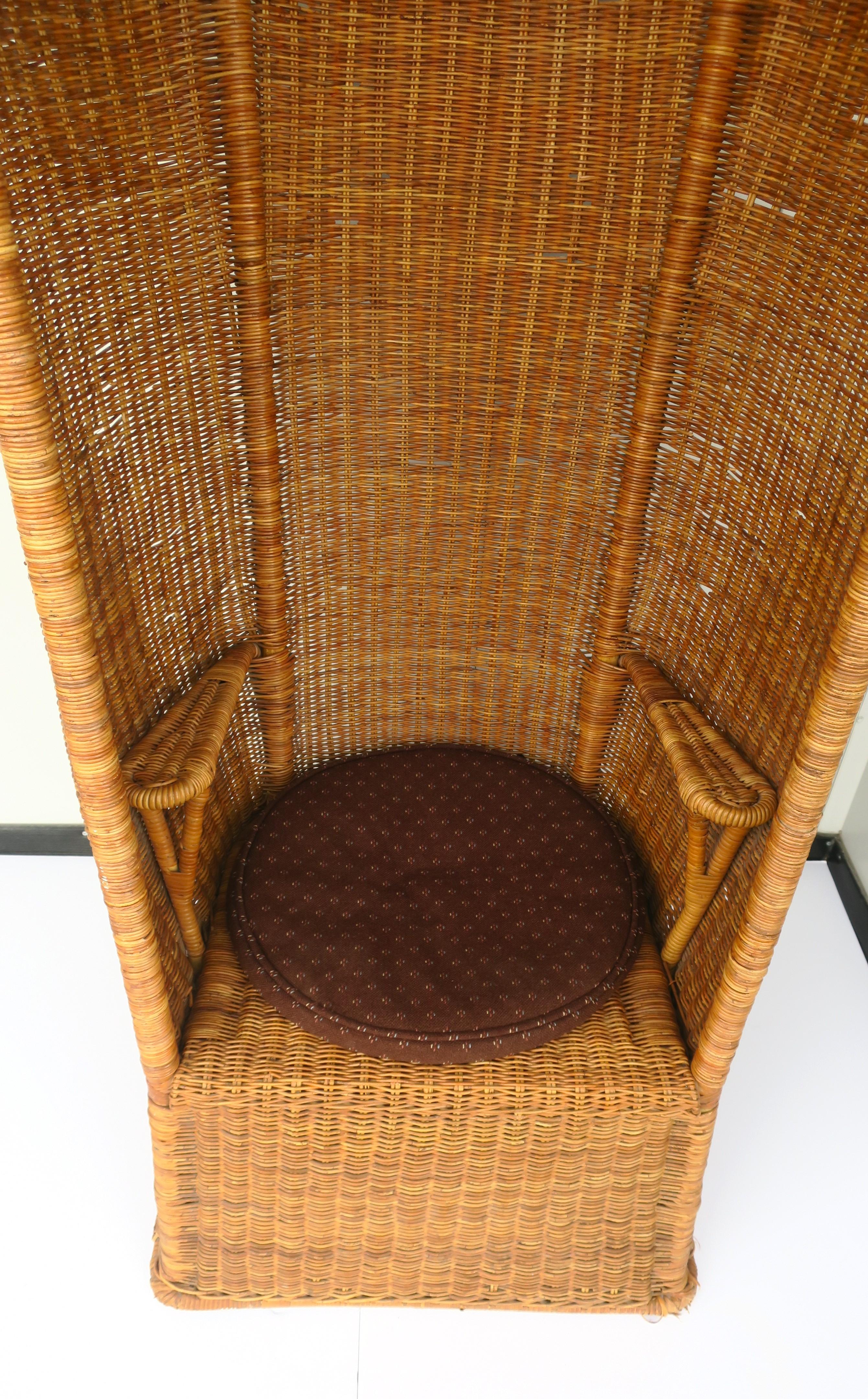 Tall Wicker Canopy Chair Bohemian 1970s For Sale 4