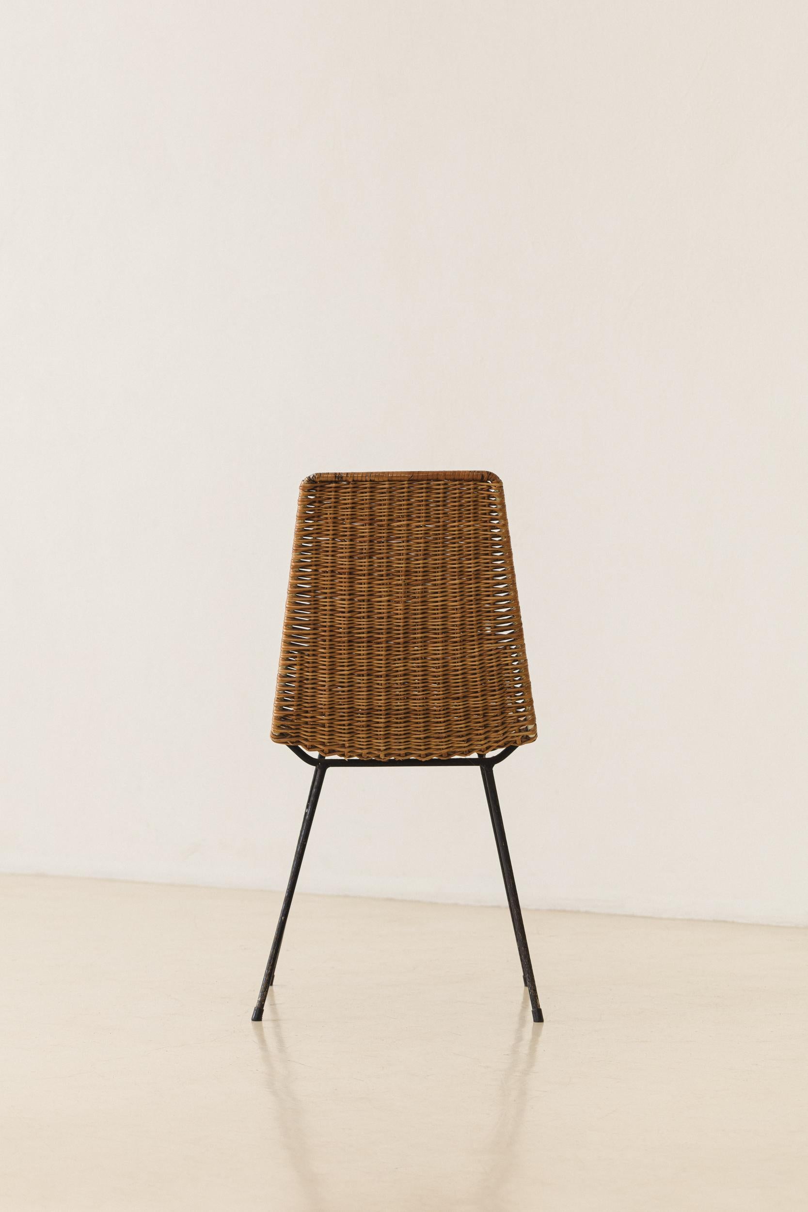 Iron Wicker Chair, 1960s, Brazilian Mid-century Modern For Sale