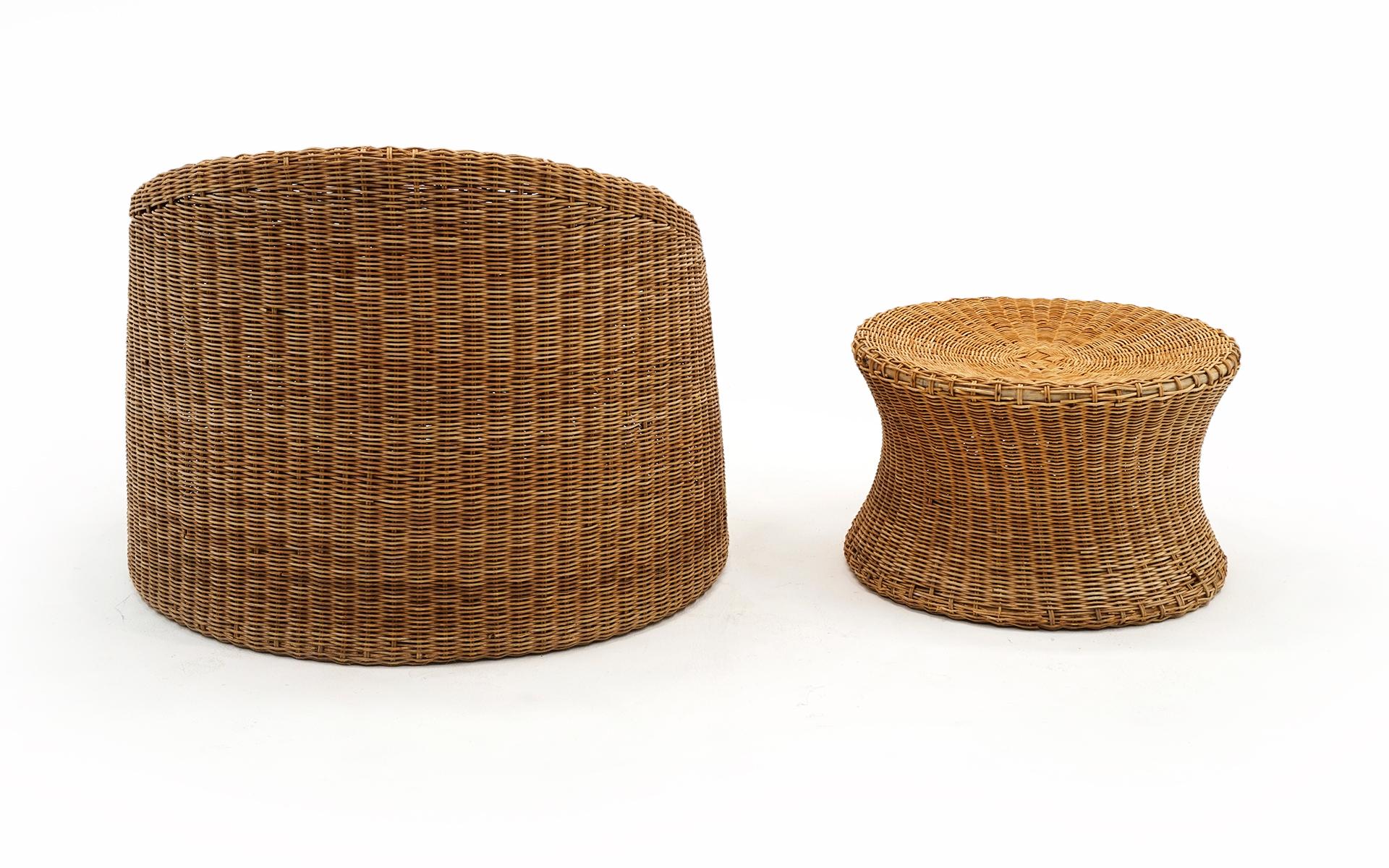 Mid-Century Modern Wicker Chair and Ottoman by Eero Aarnio, Finland, 1960s