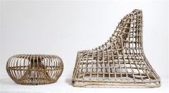 Wicker Chair  and Ottoman by Giovanni travasa