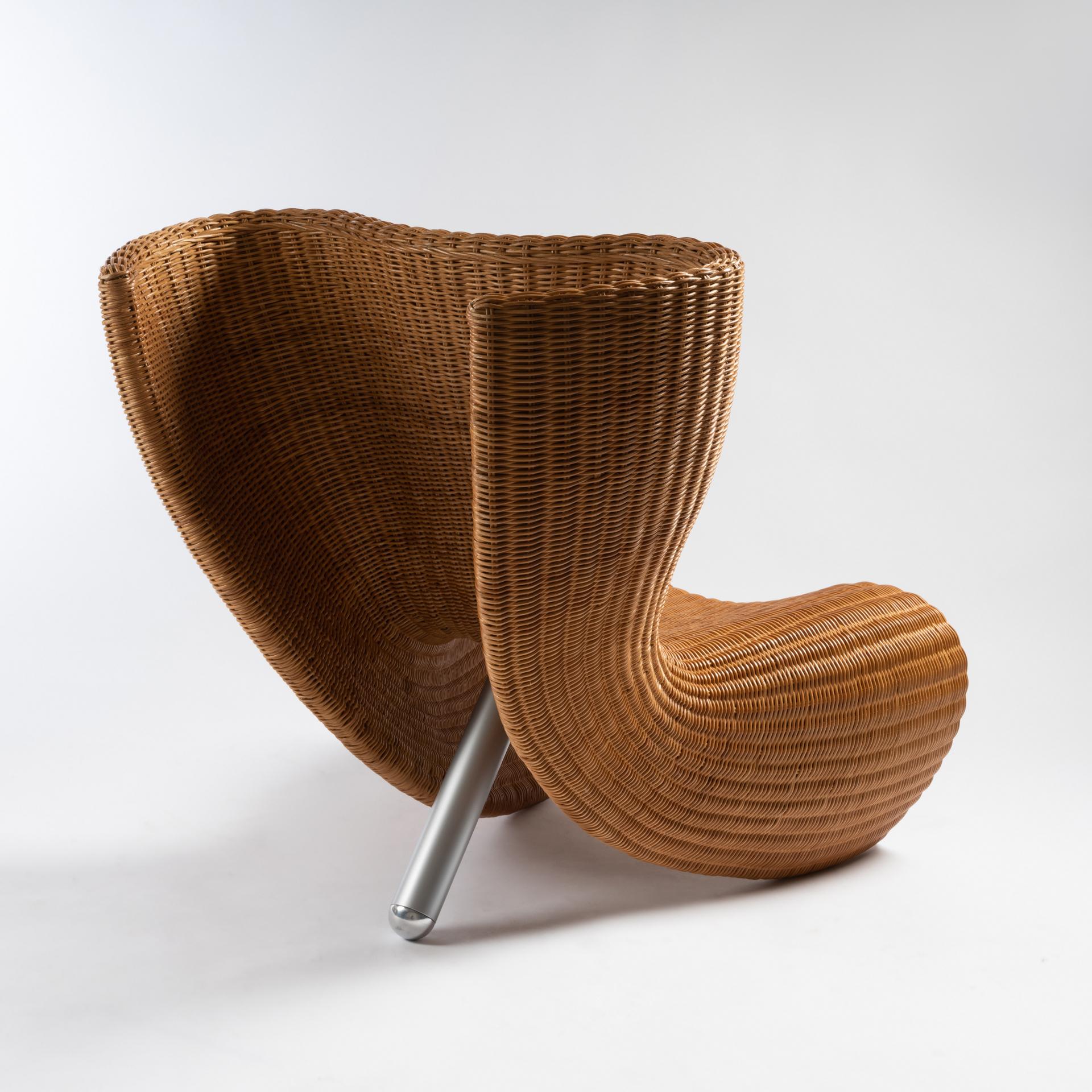Varnished Wicker Chair by Marc Newson For Sale