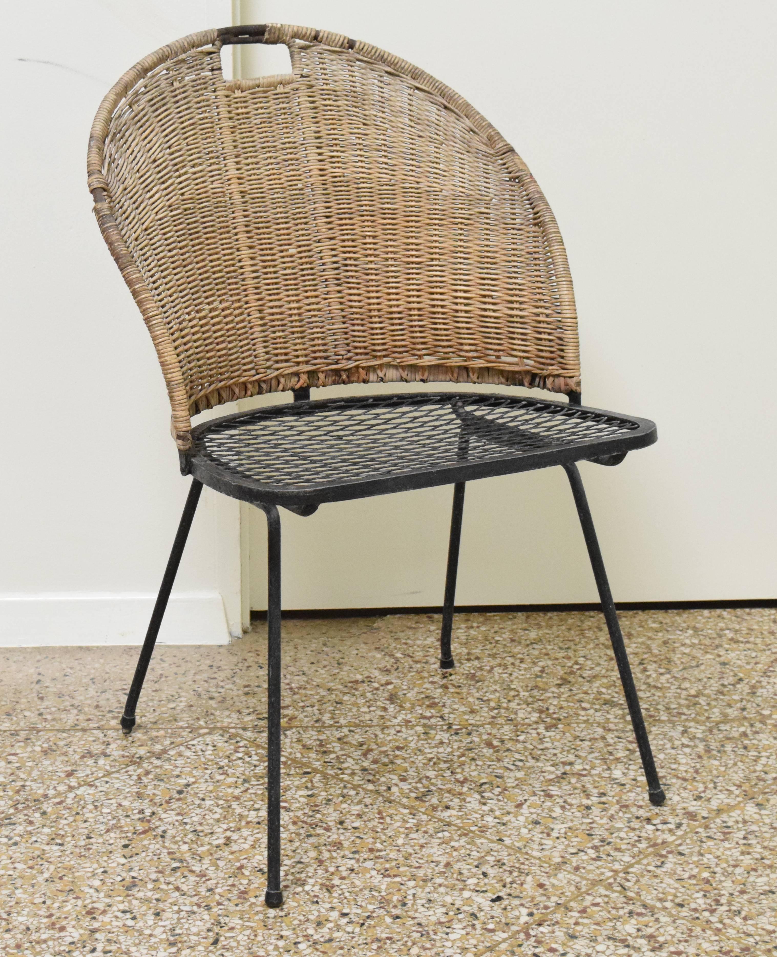 Store closing-- last day is 7/31. Offers welcome! Tub chair model E2608 in Italian wicker by Tempestini for Salterini, circa 1952. Many other Salterini and Woodard pieces also available-- please inquire for details.