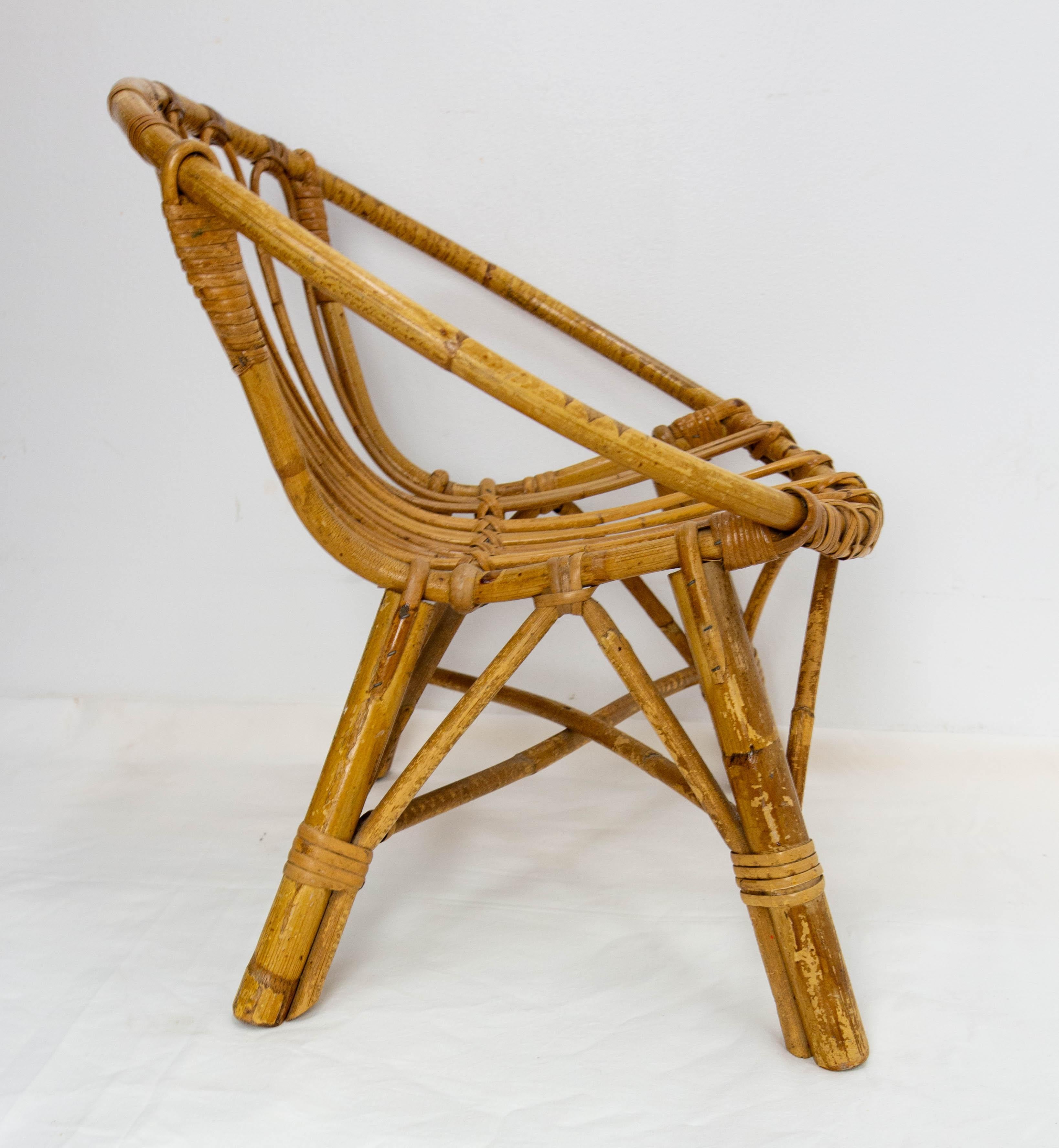 Wicker Chair for Child French, circa 1960 In Good Condition For Sale In Labrit, Landes