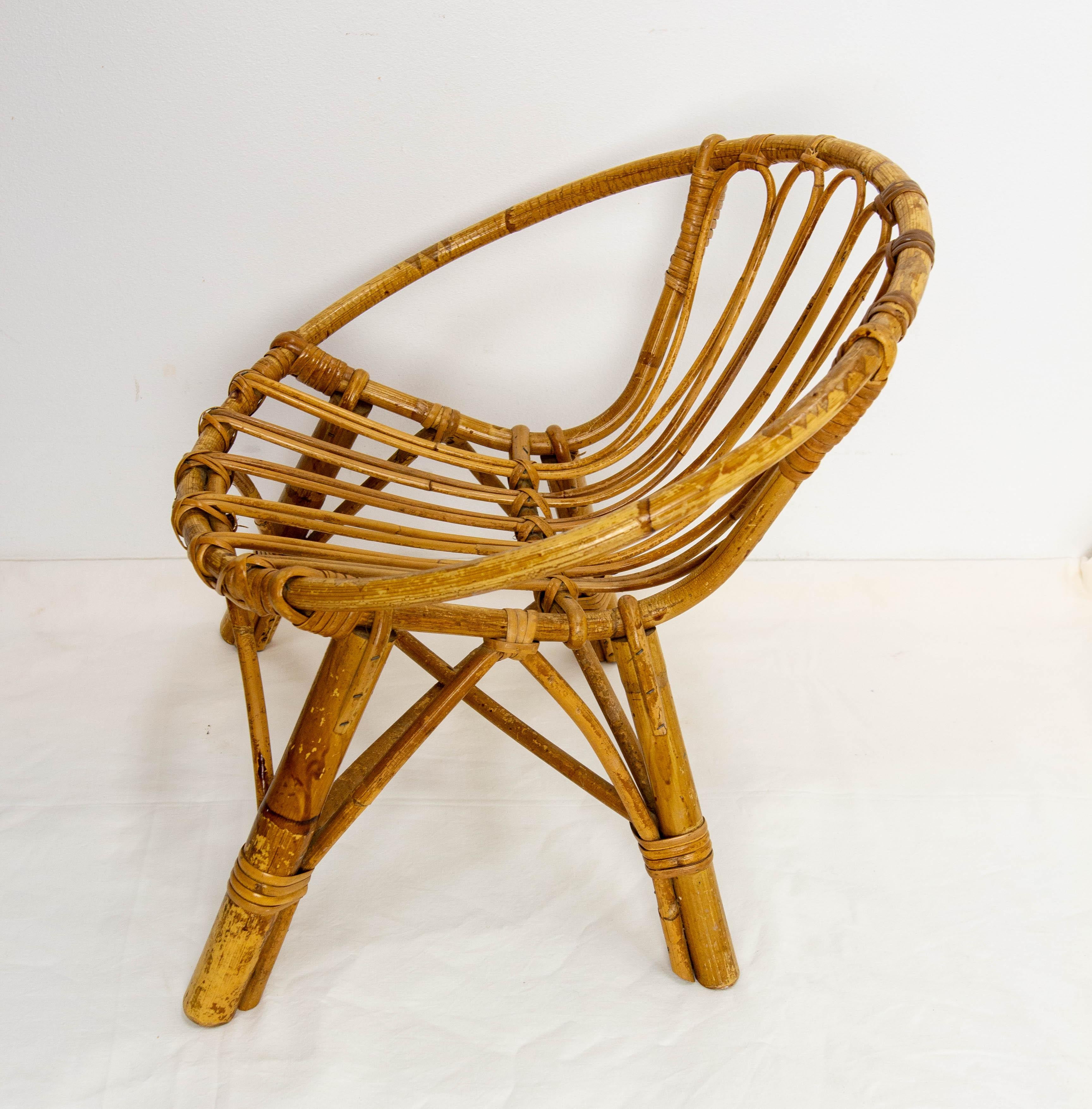 Wicker Chair for Child French, circa 1960 For Sale 1