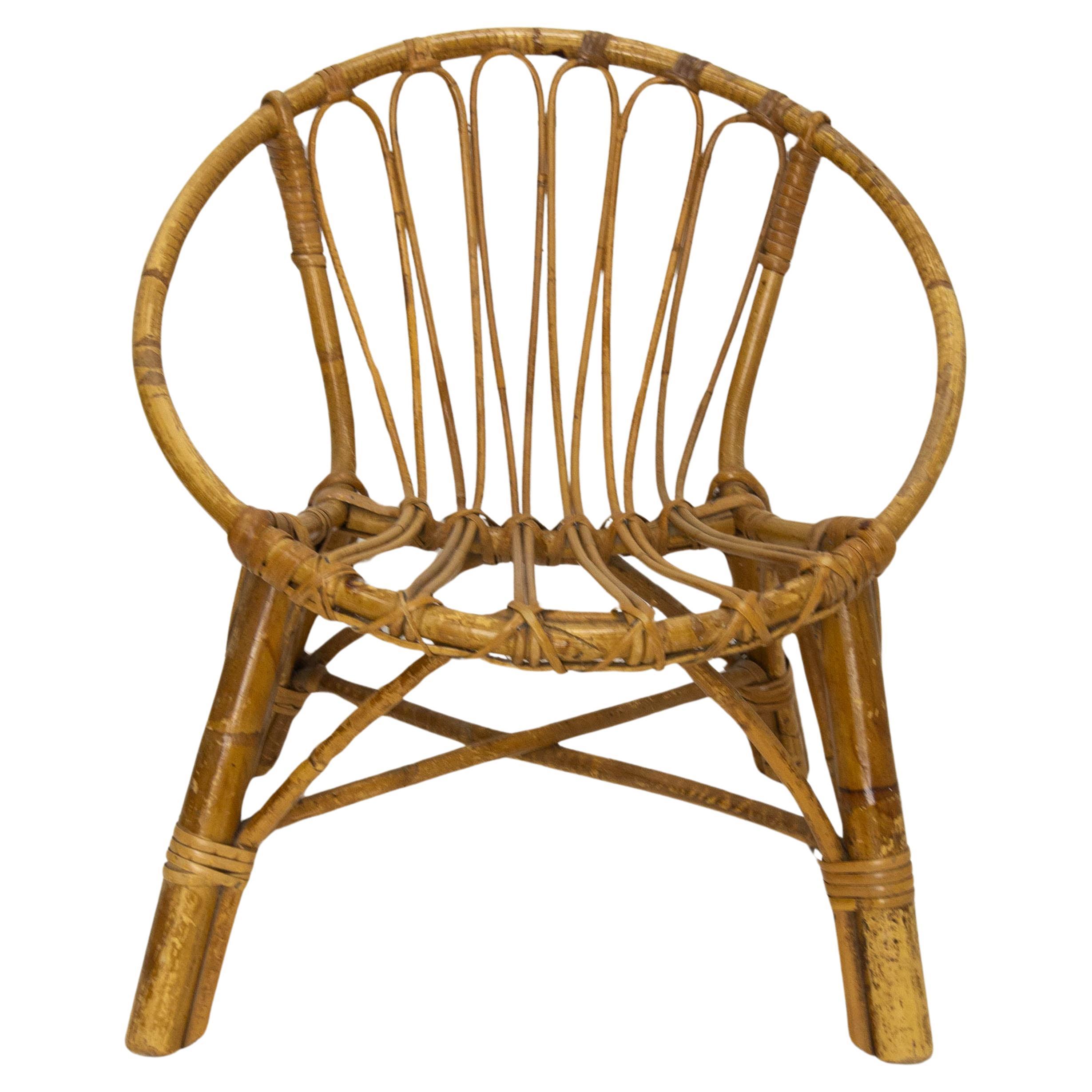 Wicker Chair for Child French, circa 1960 For Sale