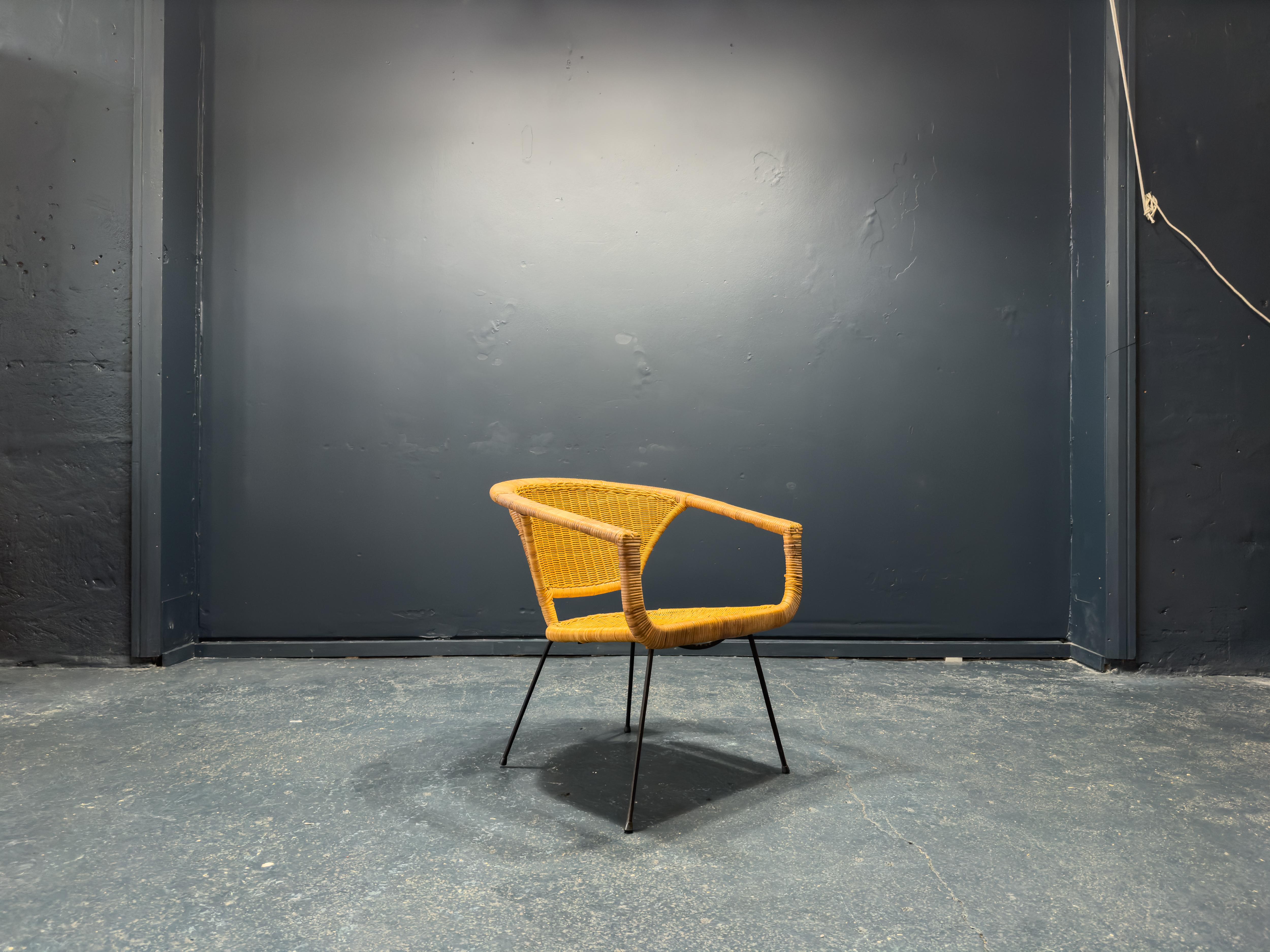 Mid-Century moderno Sedia in vimini in vendita