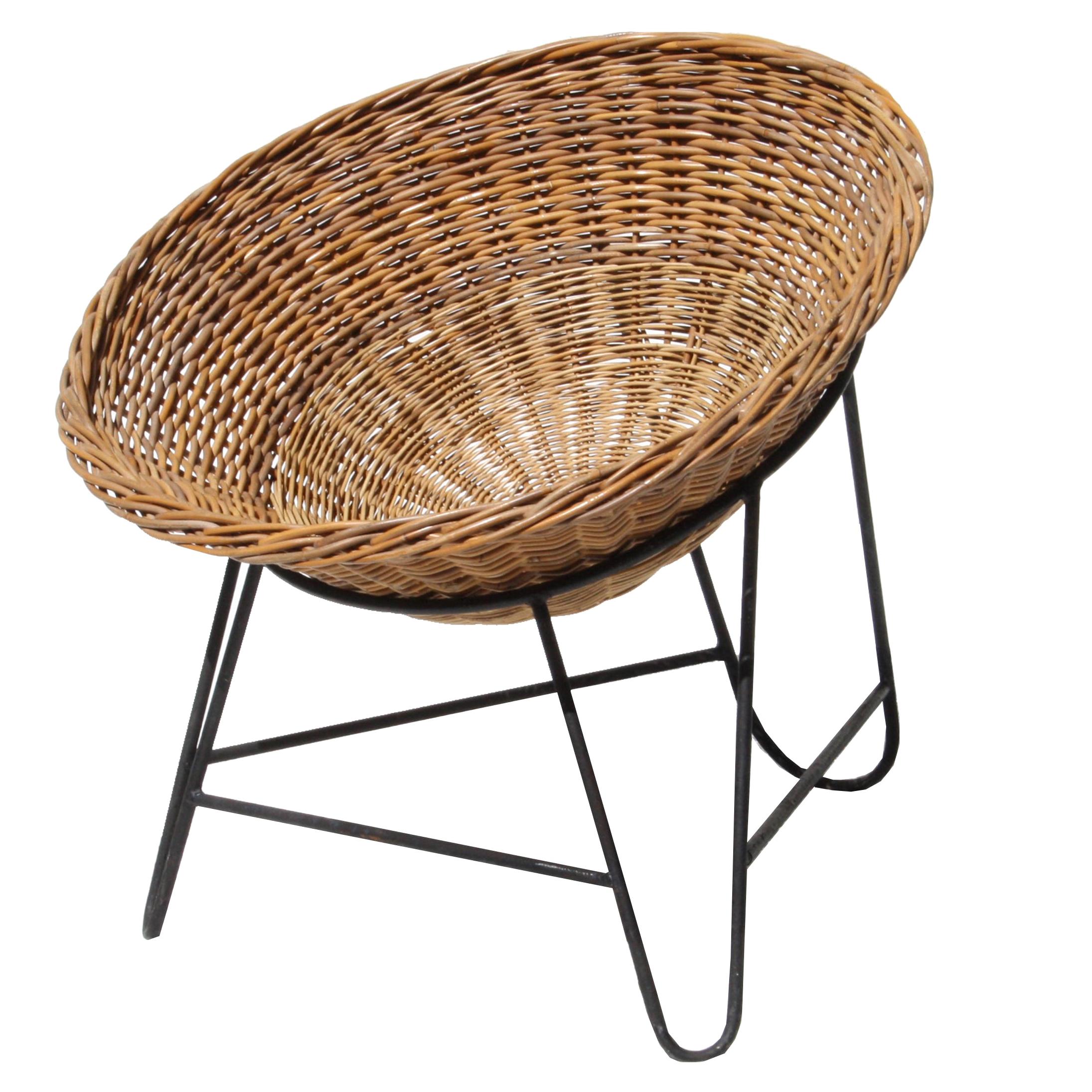 Wicker Chair in the Style of Mathieu Matégot, France, 1950 For Sale
