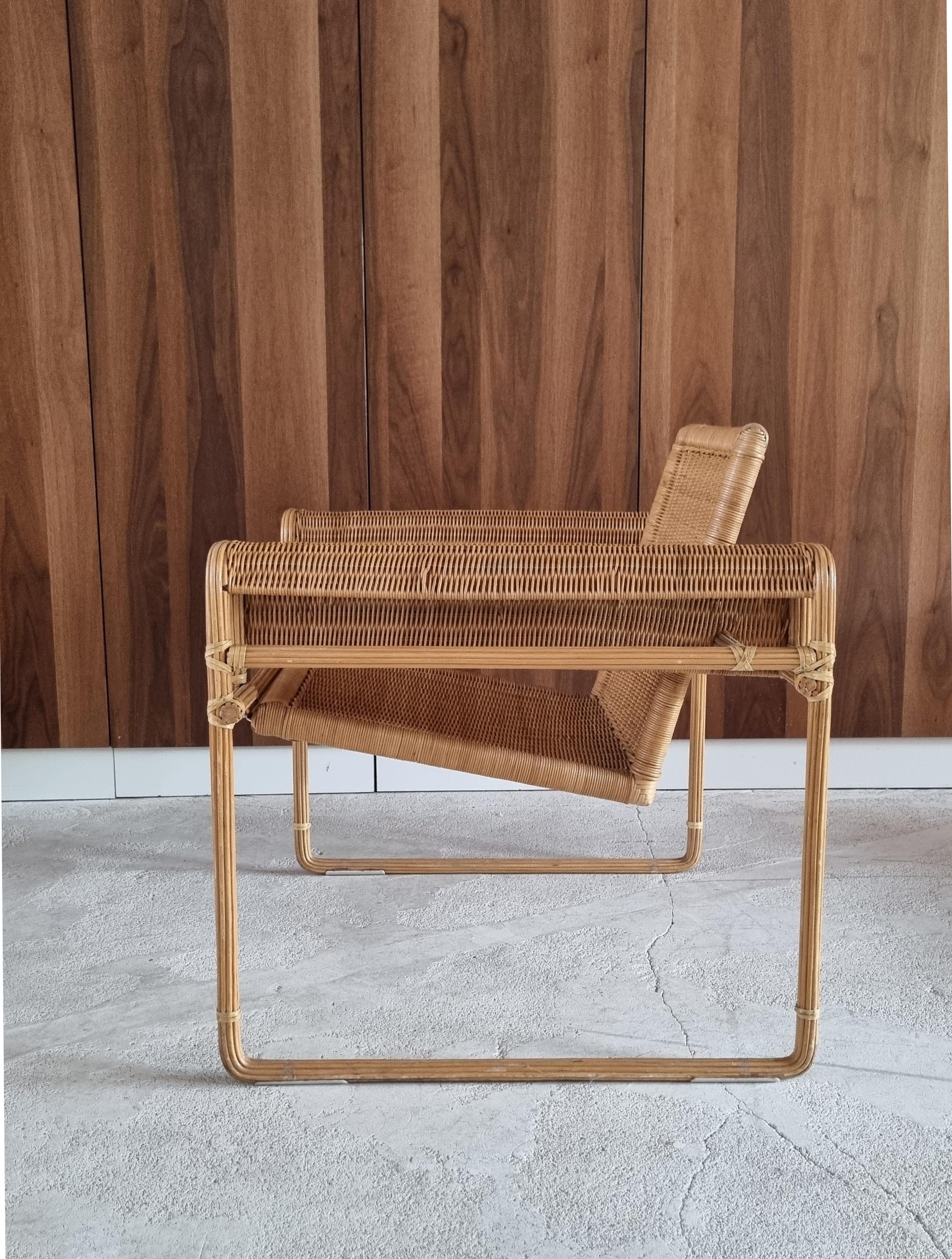 Sedia in vimini, ispirata alla sedia Wassily di Marcel Breuer, anni '70 in vendita 3