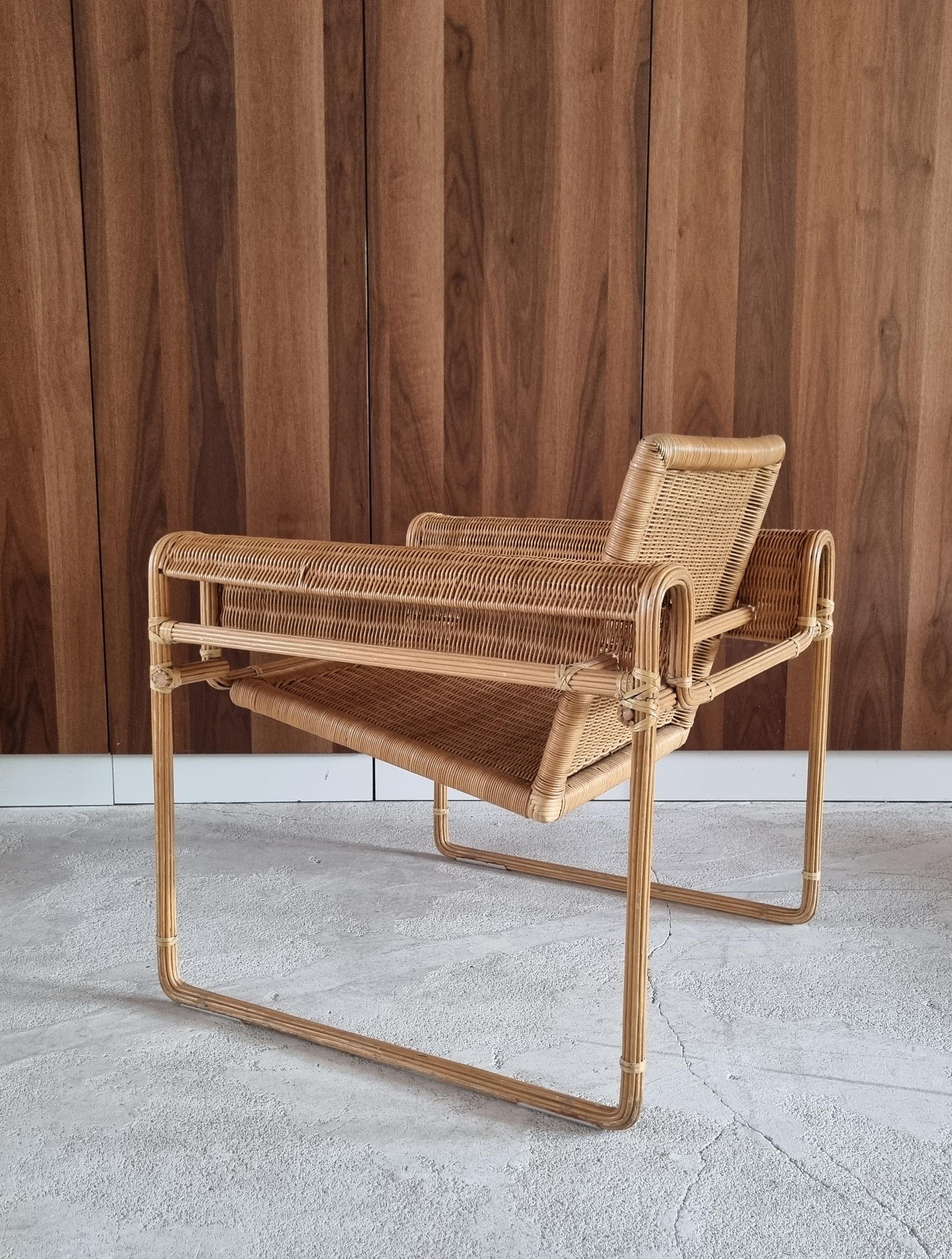 Wicker Chair, Inspired by Marcel Breuer's Wassily Chair, 1970s For Sale 5