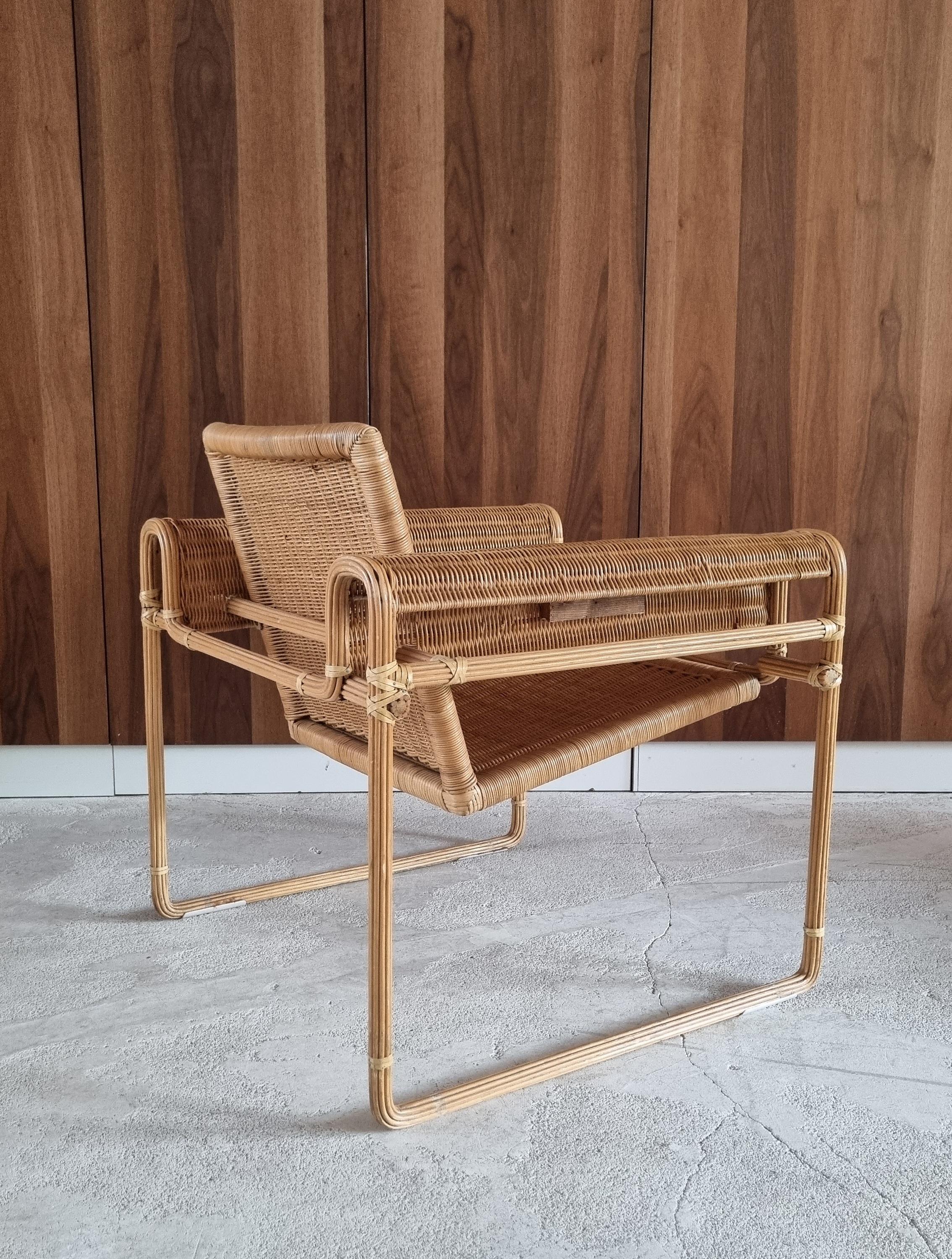 Wicker Chair, Inspired by Marcel Breuer's Wassily Chair, 1970s For Sale 6
