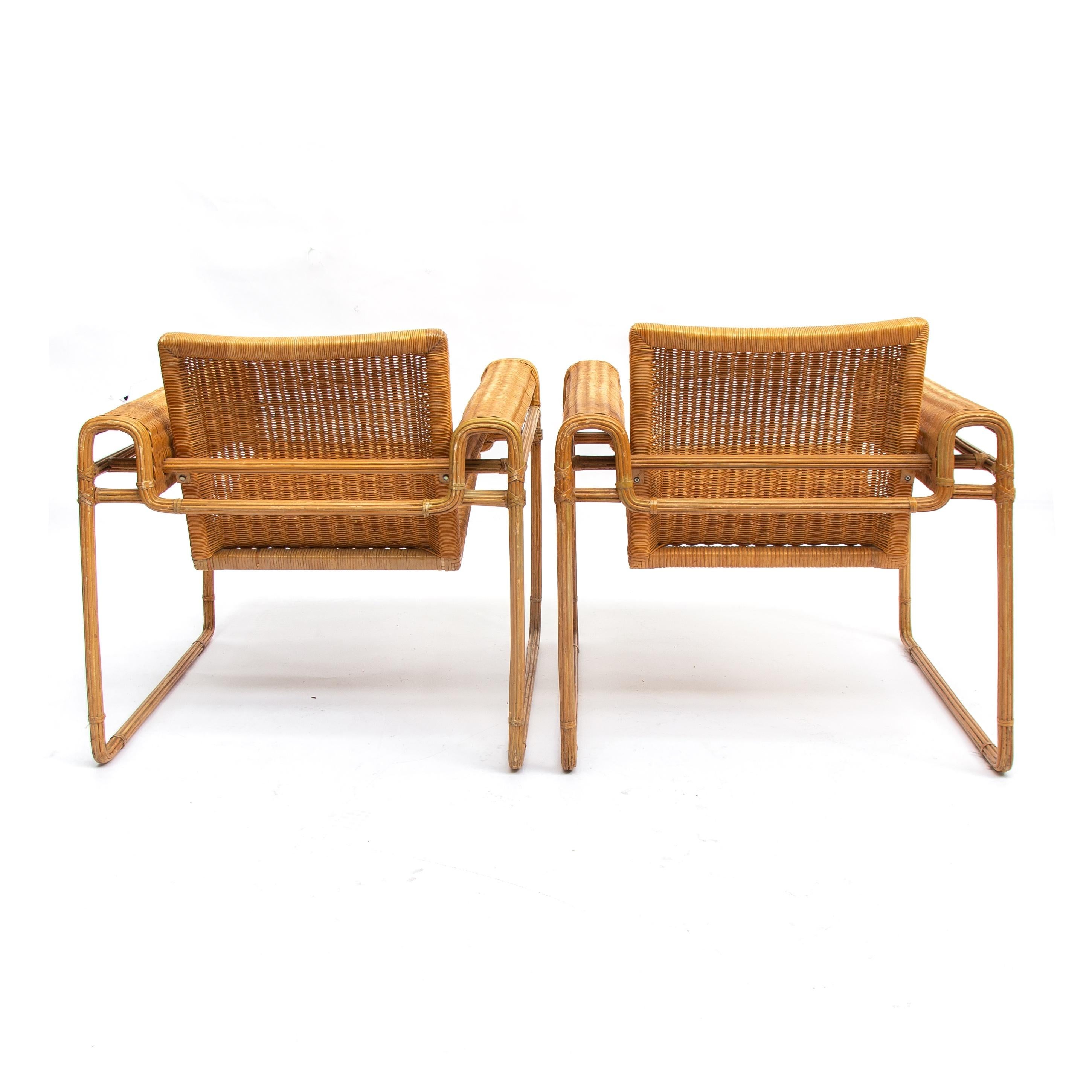 Dutch Wicker Chair, Inspired by Marcel Breuer's Wassily Chair, 1970s