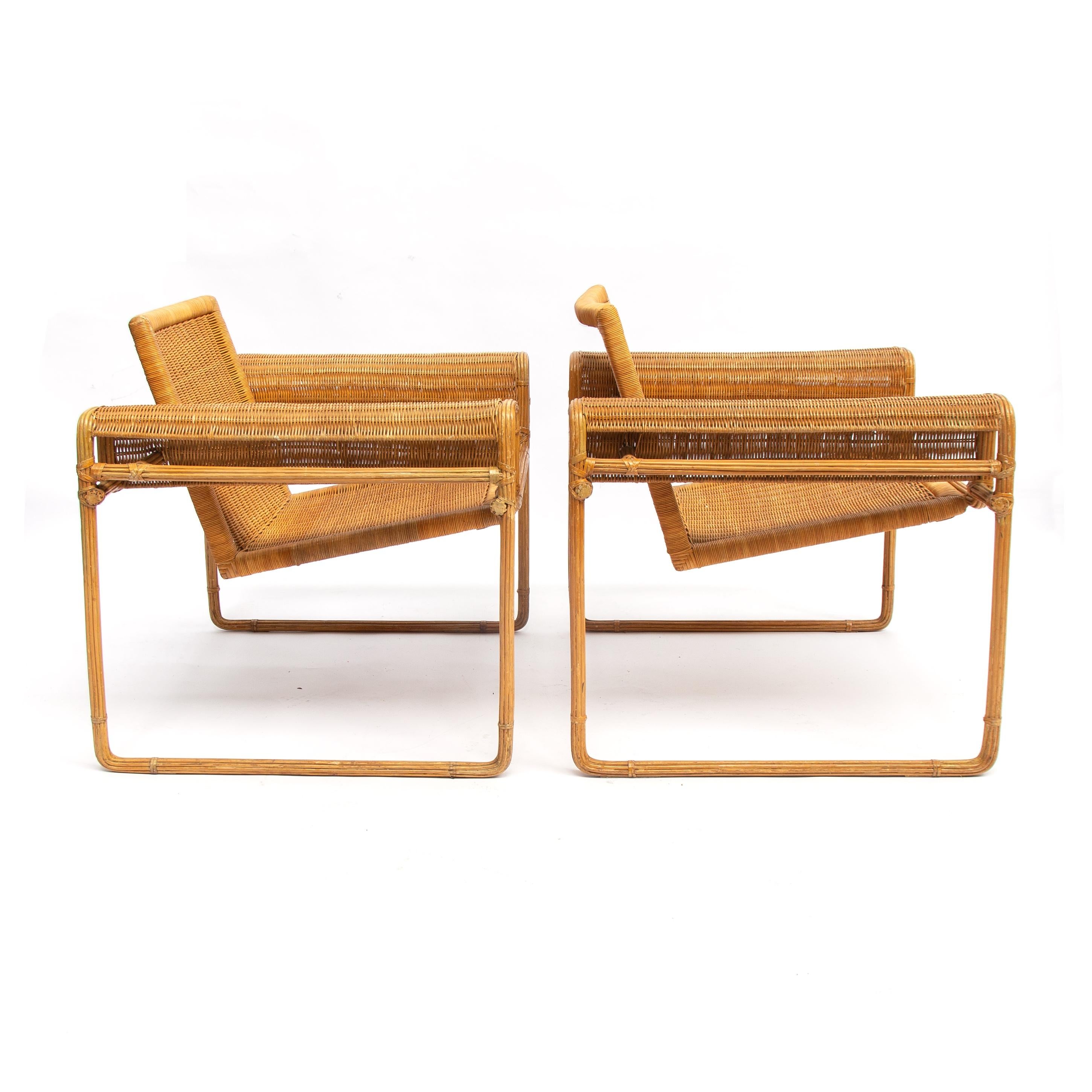 Wicker Chair, Inspired by Marcel Breuer's Wassily Chair, 1970s In Good Condition In Hilversum, NL