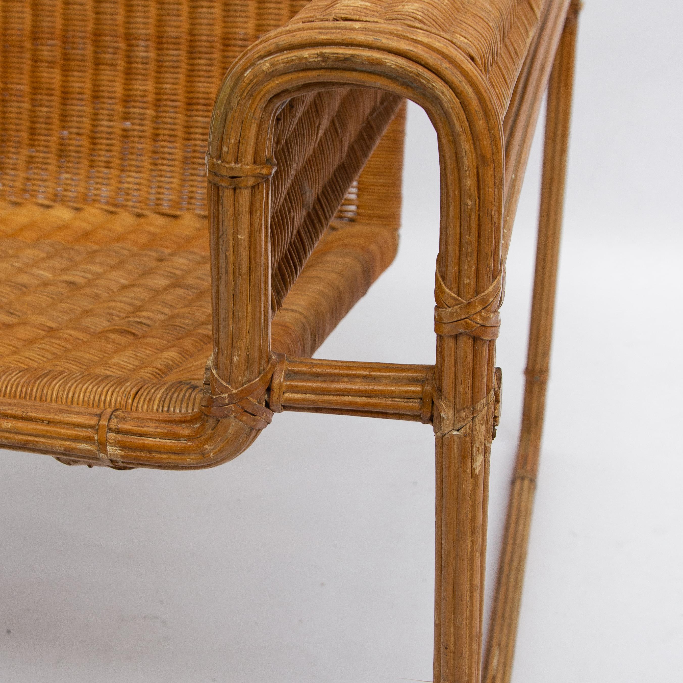 Late 20th Century Wicker Chair, Inspired by Marcel Breuer's Wassily Chair, 1970s For Sale