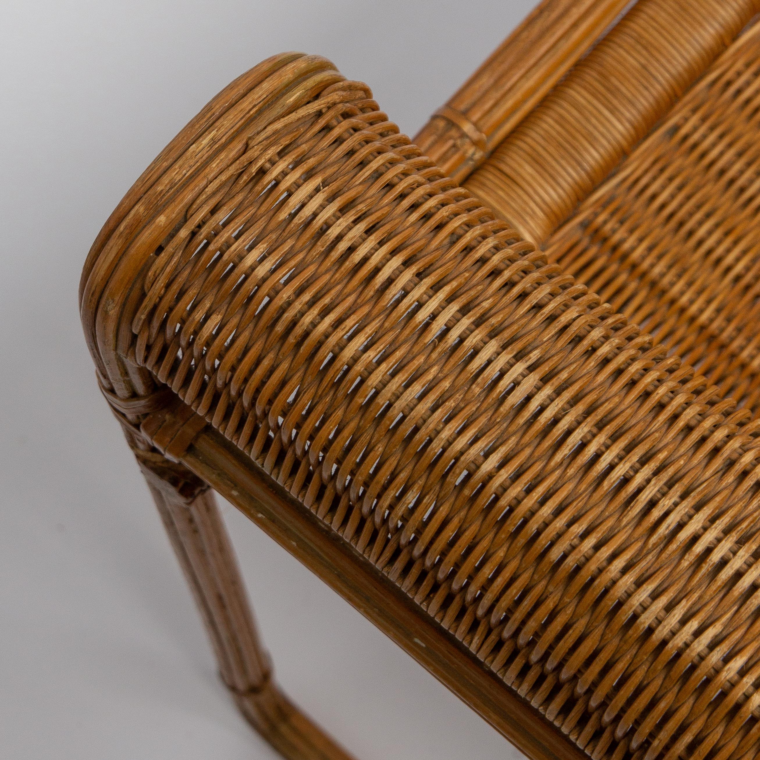 Wicker Chair, Inspired by Marcel Breuer's Wassily Chair, 1970s In Good Condition In Hilversum, NL