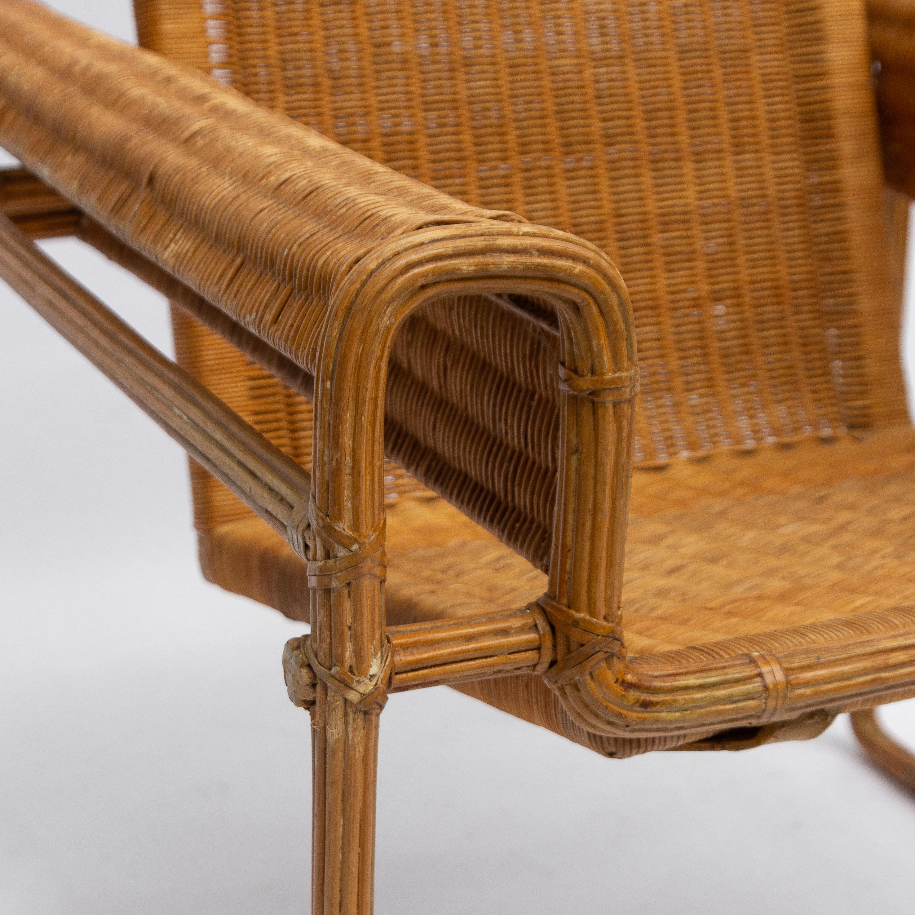 Late 20th Century Wicker Chair, Inspired by Marcel Breuer's Wassily Chair, 1970s