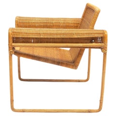 Vintage Wicker Chair, Inspired by Marcel Breuer's Wassily Chair, 1970s