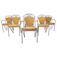 Wicker Chairs attributed Frederick Weinberg, 1960s, Set of 6