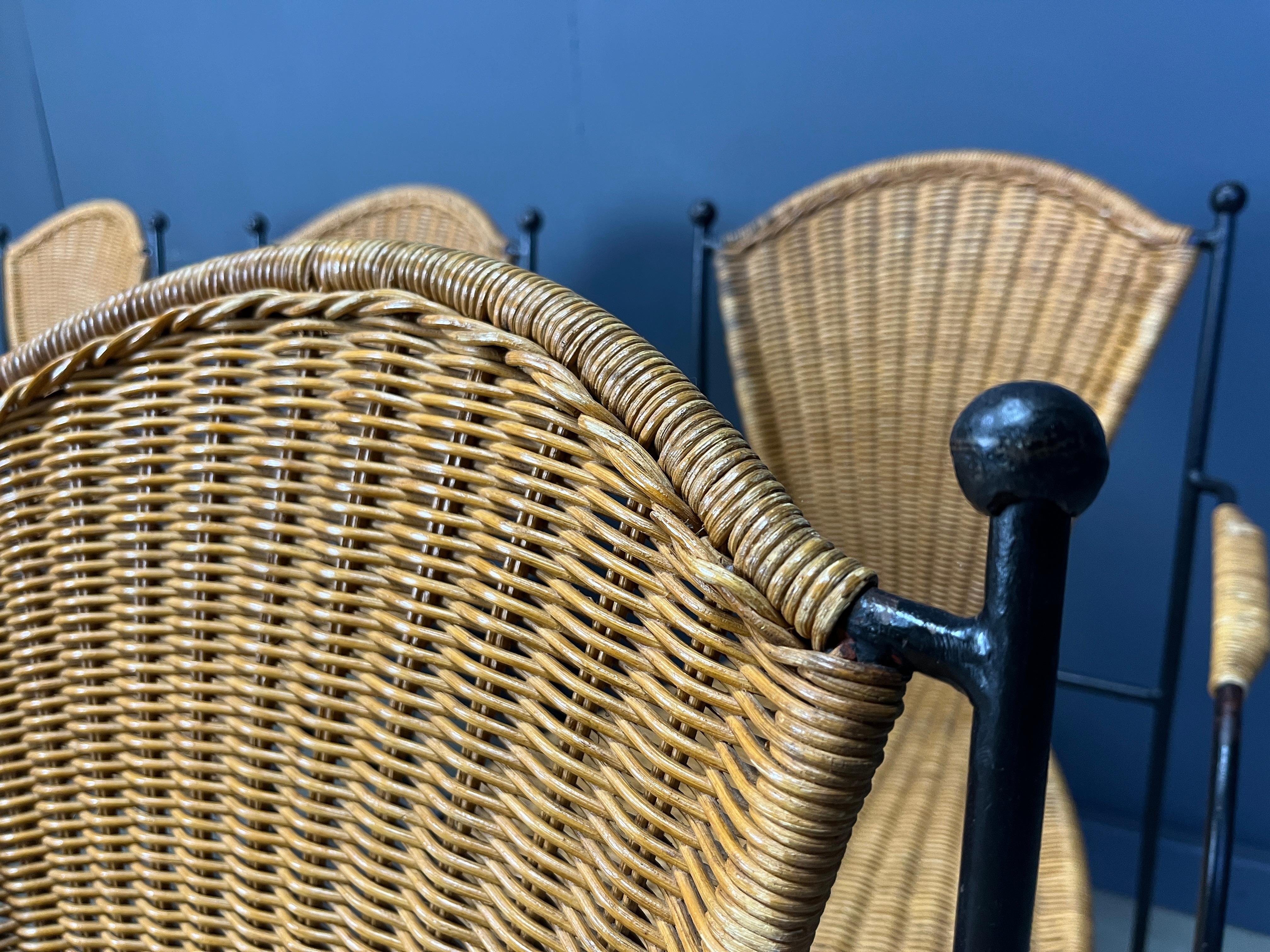 Wicker Chairs by Frederick Weinberg, 1960s, Set of 6 For Sale 4