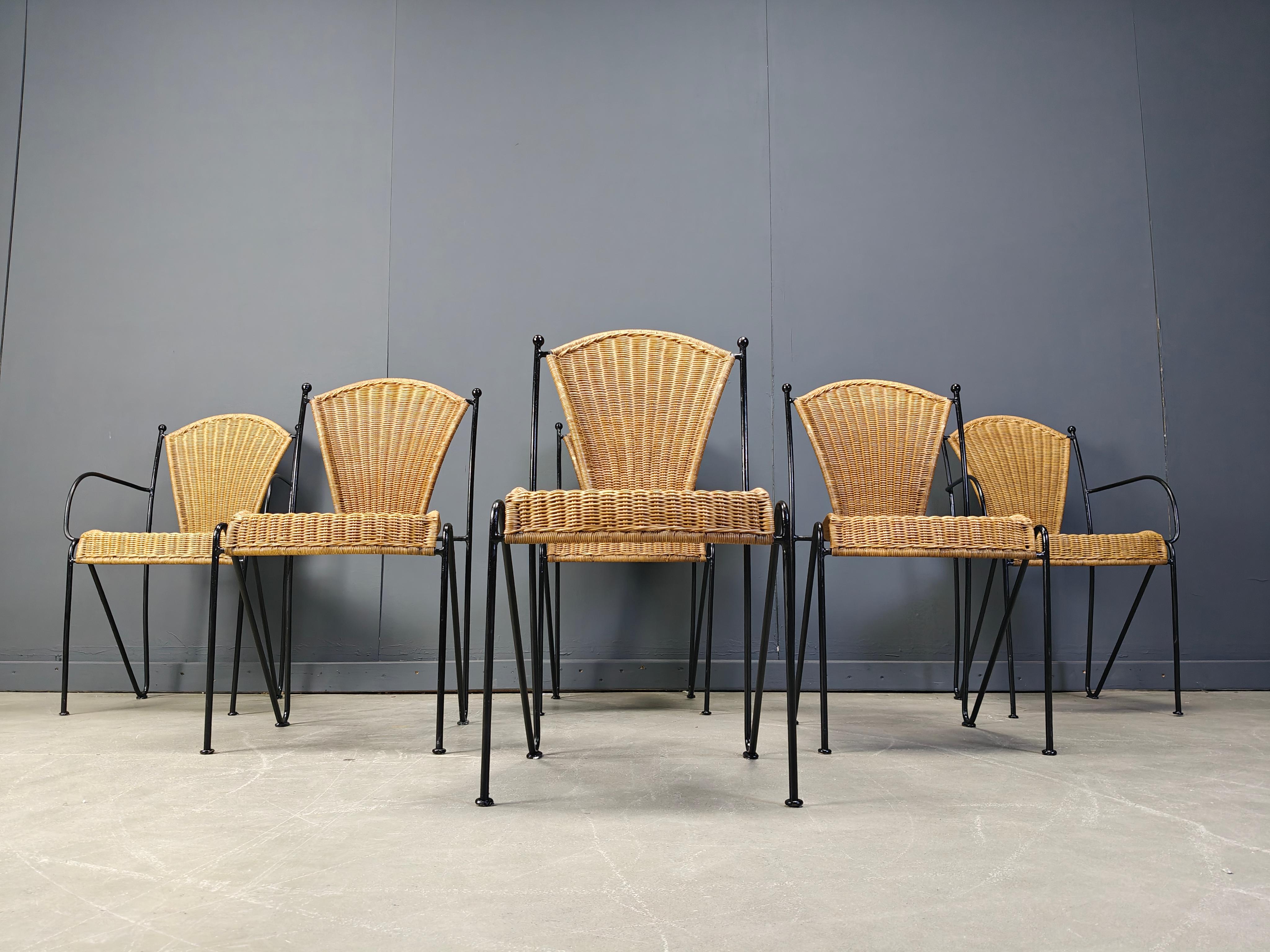 Wicker Chairs by Frederick Weinberg, 1960s, Set of 6 For Sale 6
