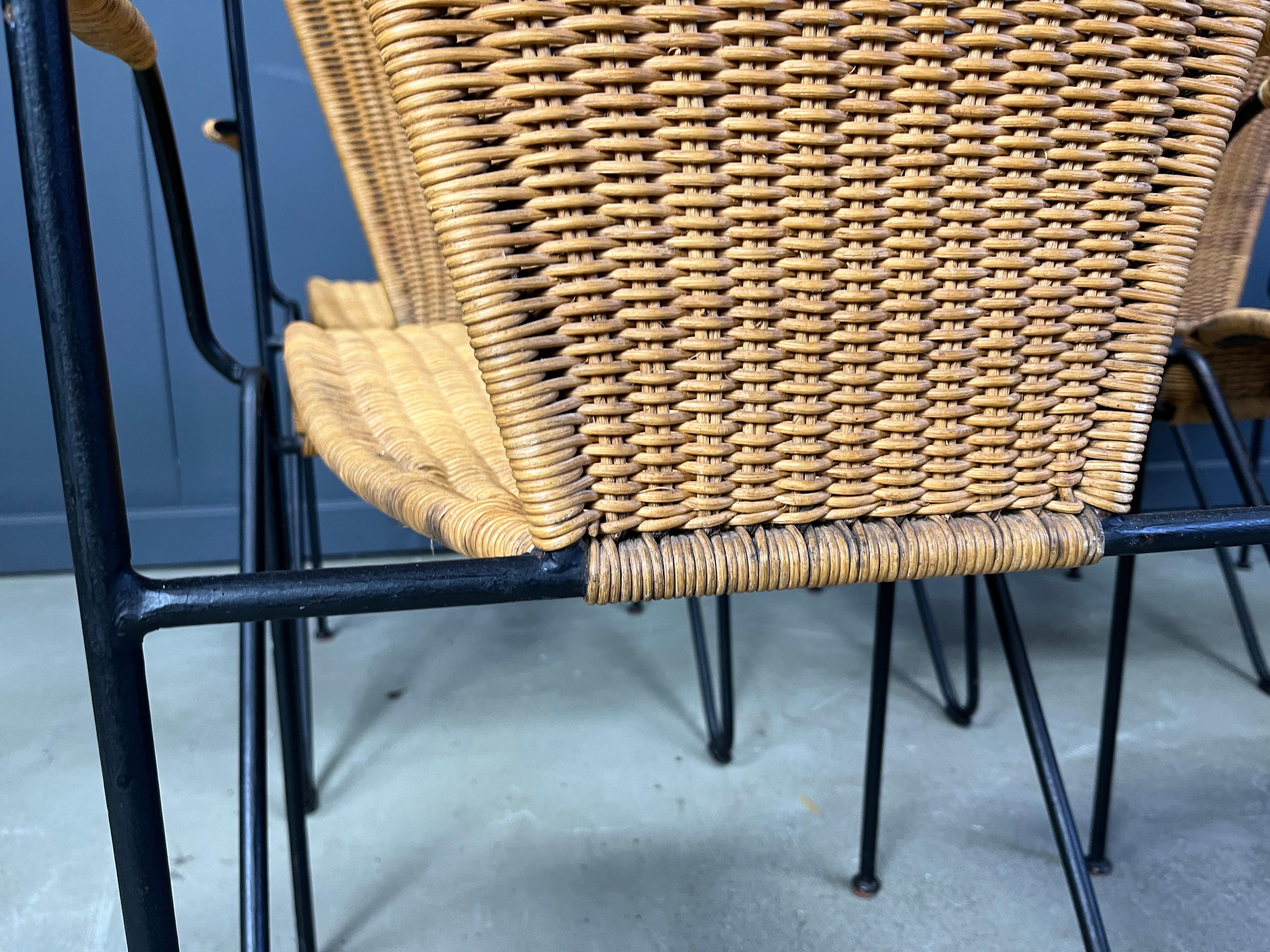 Wicker Chairs by Frederick Weinberg, 1960s, Set of 6 For Sale 7