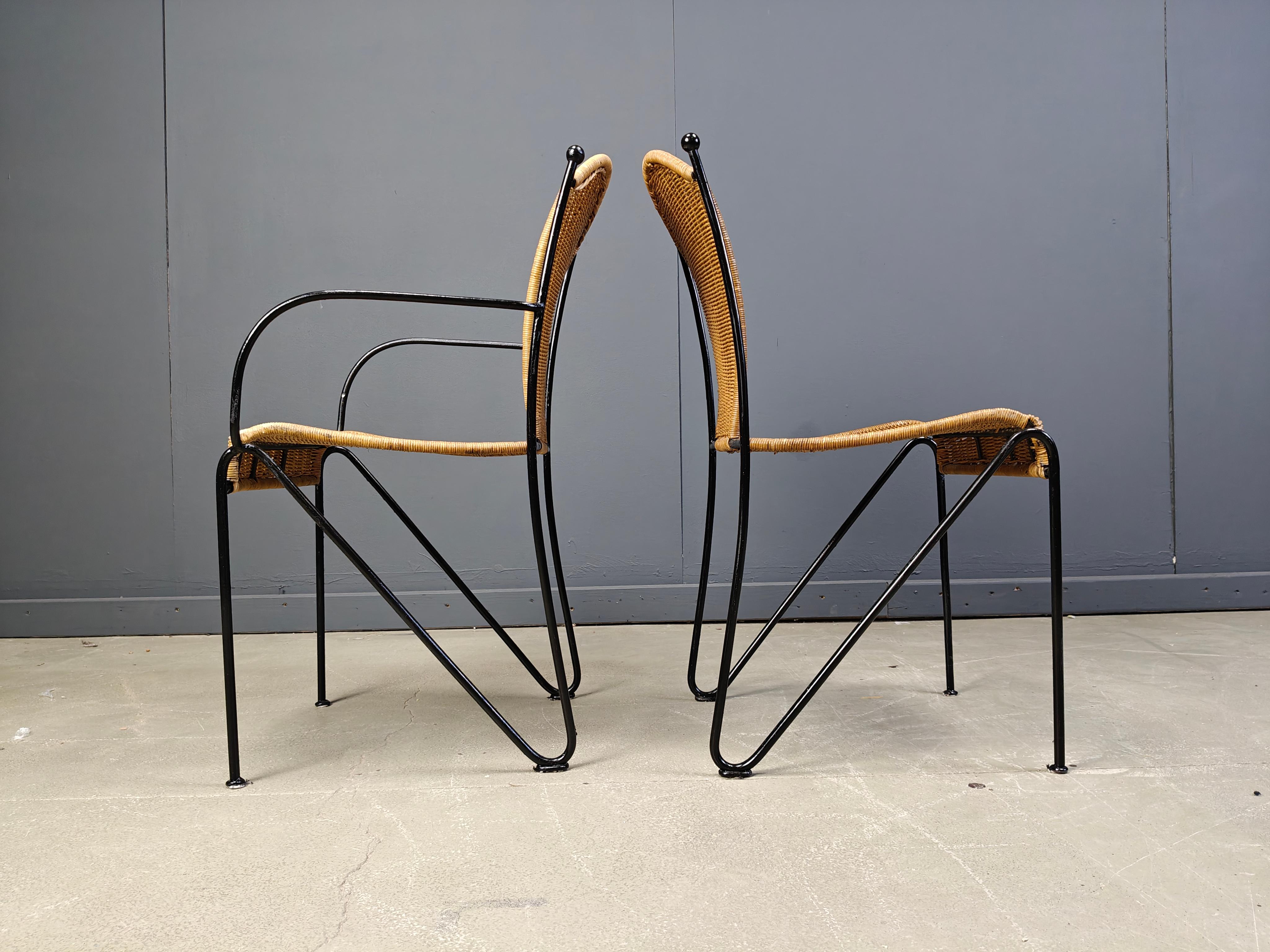 Rustic Wicker Chairs by Frederick Weinberg, 1960s, Set of 6 For Sale