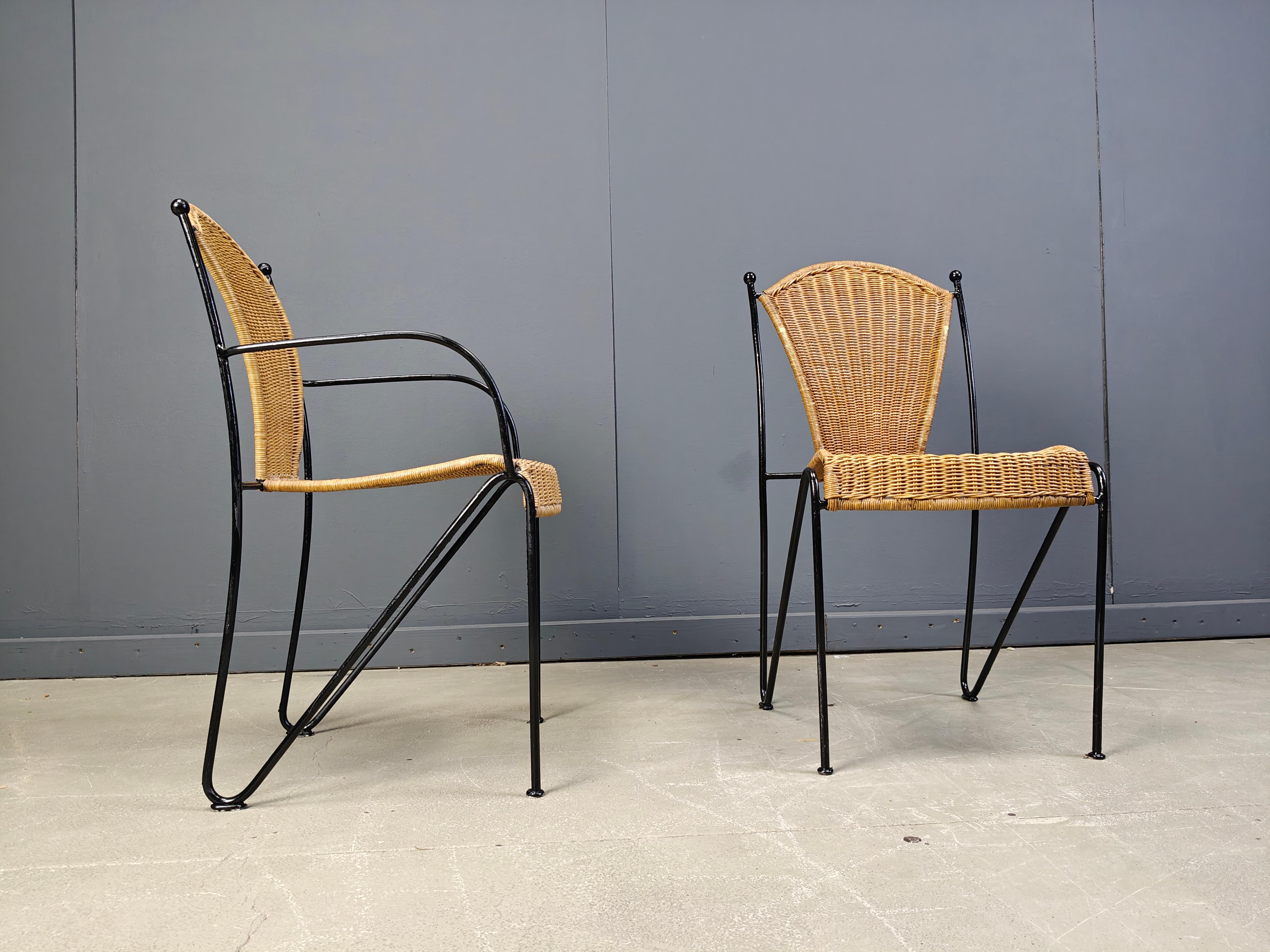 Wicker Chairs by Frederick Weinberg, 1960s, Set of 6 In Good Condition For Sale In Leuven, Vlaams Gewest