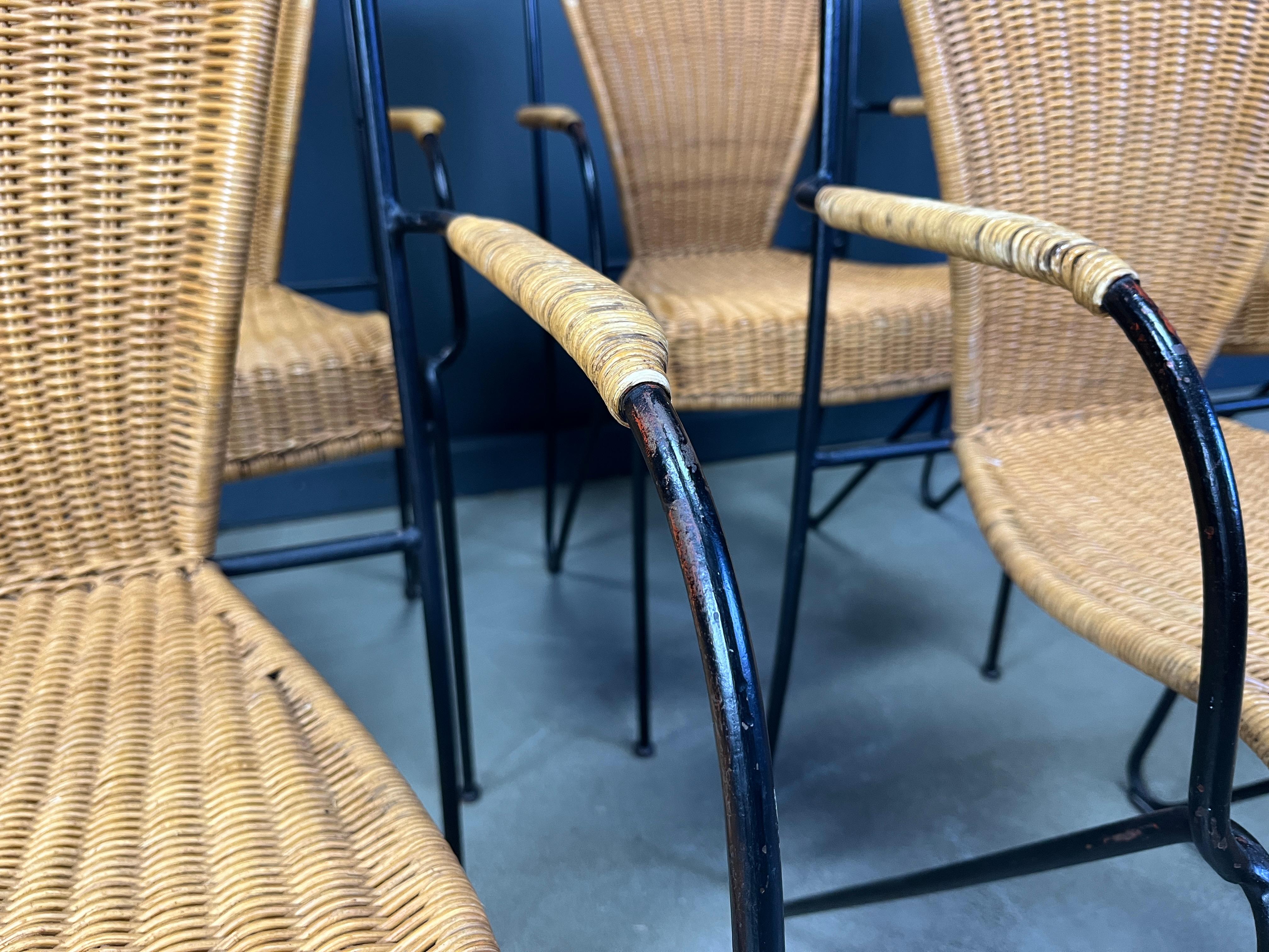 Wicker Chairs by Frederick Weinberg, 1960s, Set of 6 For Sale 1
