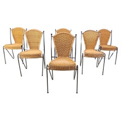 Wicker Chairs by Frederick Weinberg, 1960s, Set of 6