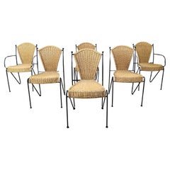 Wicker Chairs by Frederick Weinberg, 1960s, Set of 6