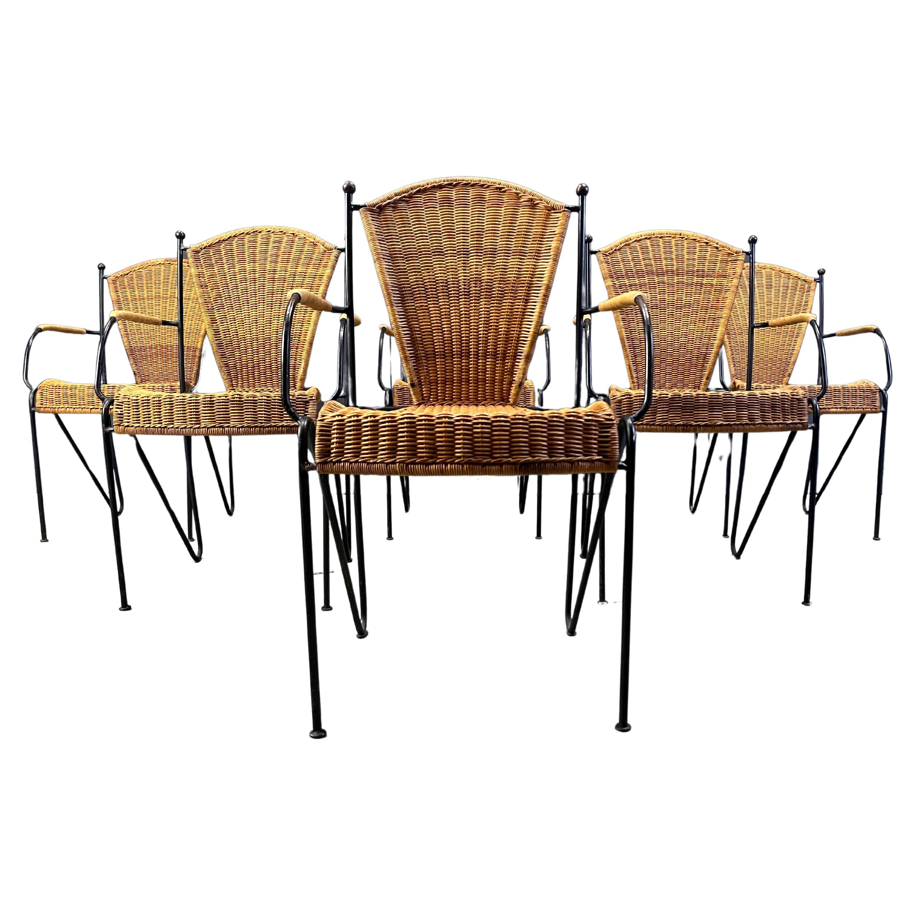 Geflechtstühle von Frederick Weinberg, 1960er Jahre, 6-teilig