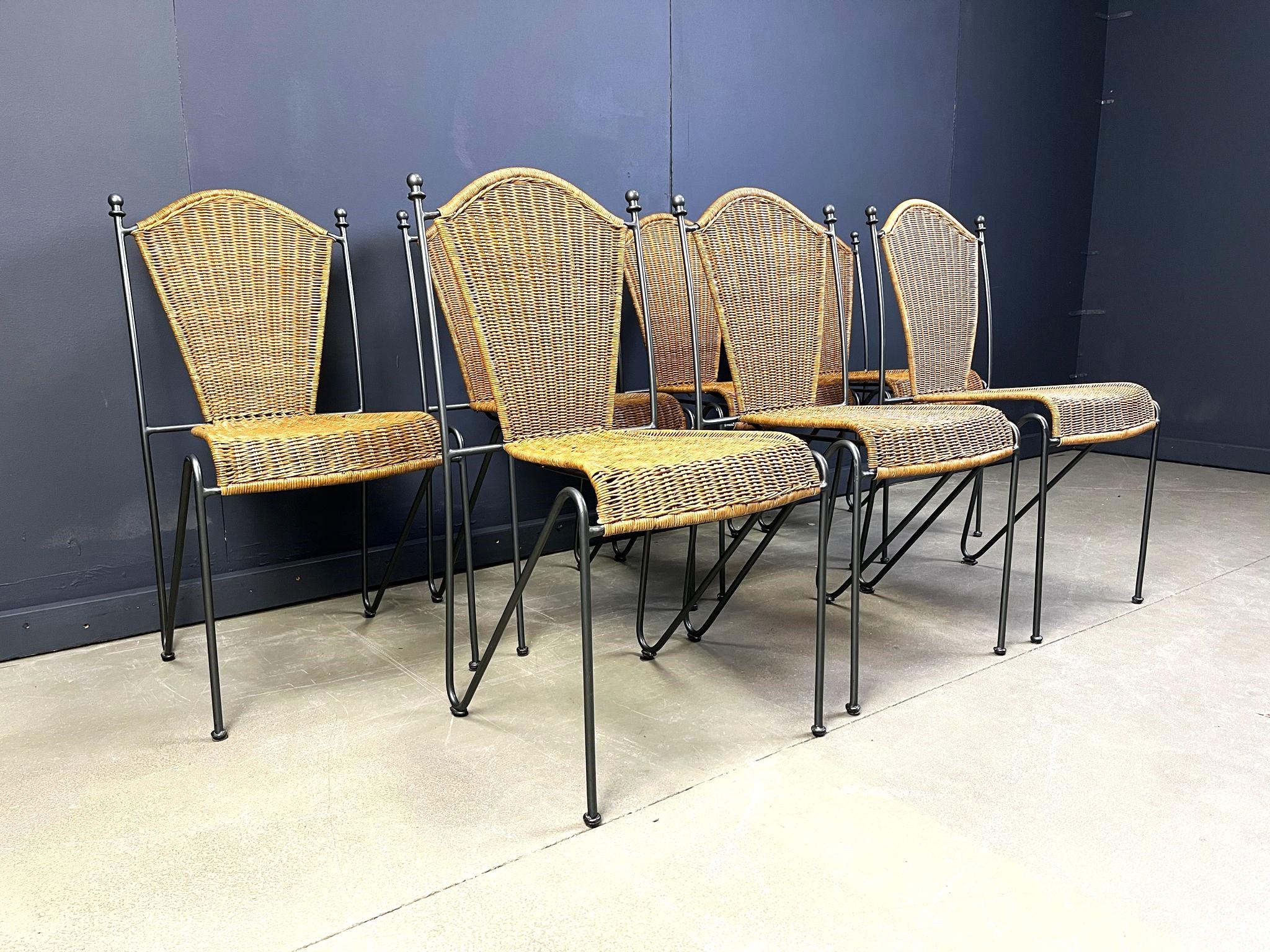 Wicker Chairs by Frederick Weinberg, 1960s, Set of 7 4