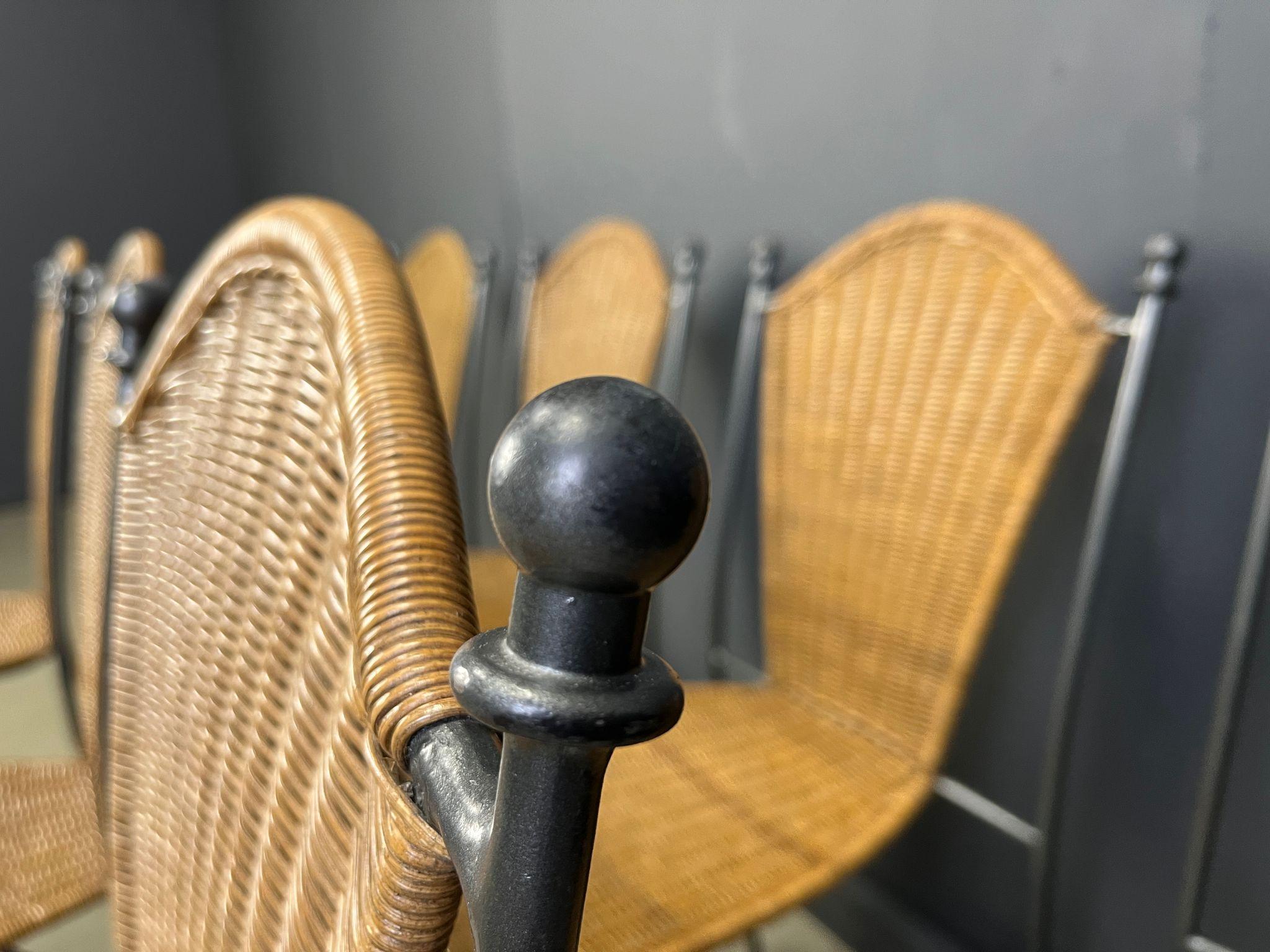 Mid-20th Century Wicker Chairs by Frederick Weinberg, 1960s, Set of 7